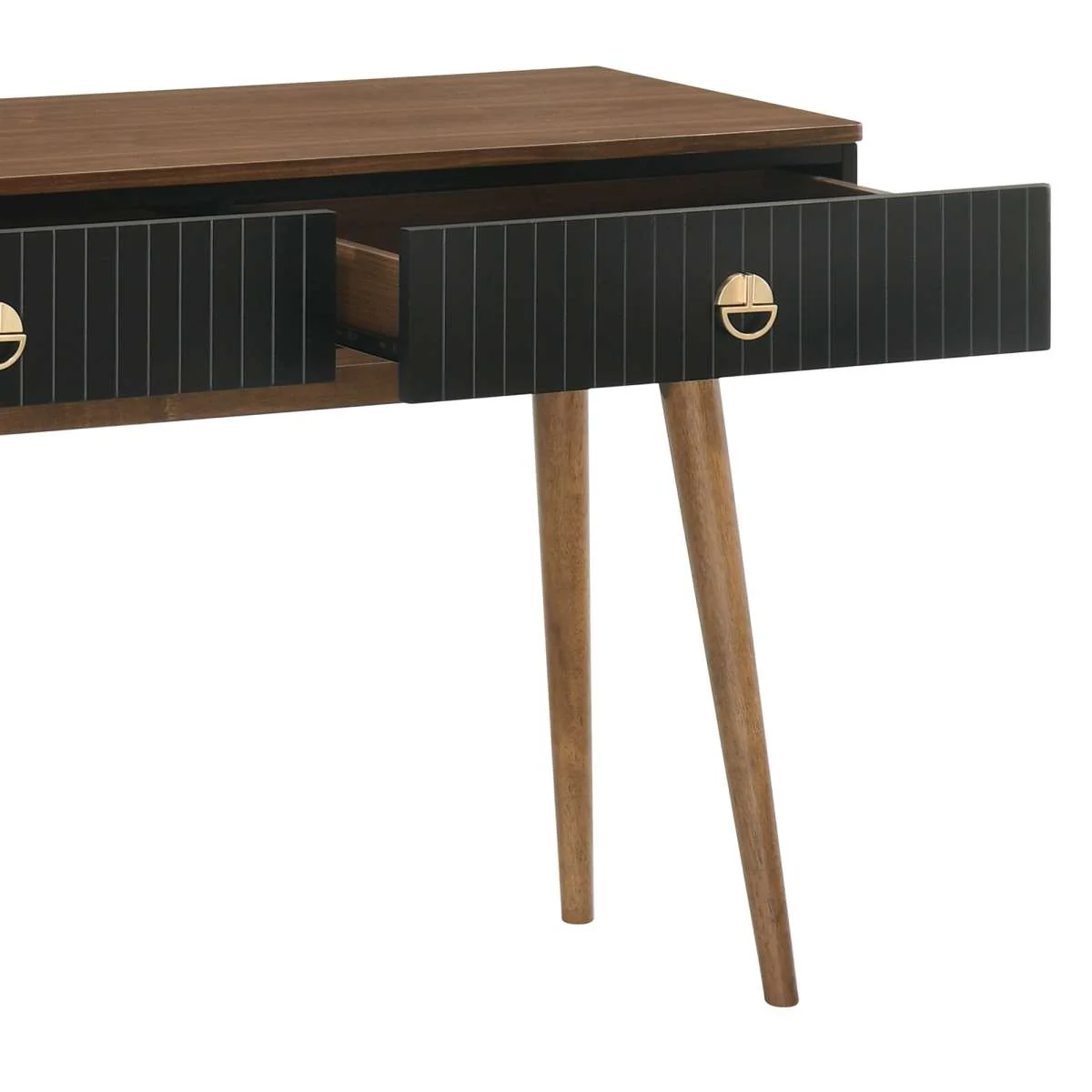 Amigo Black Veneer and Walnut Wood Console Table By Armen Living - Image 5
