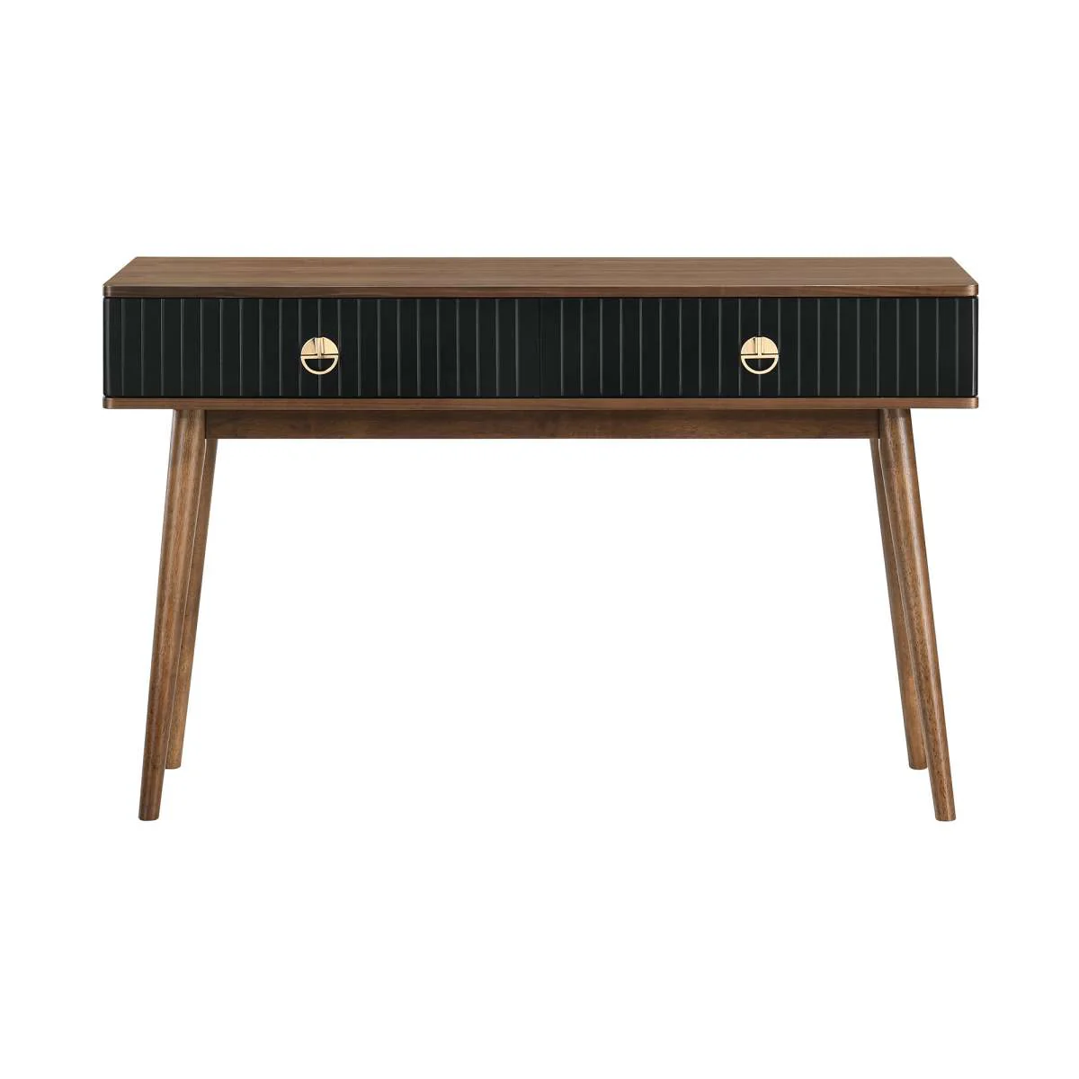 Amigo Black Veneer and Walnut Wood Console Table By Armen Living - Image 7