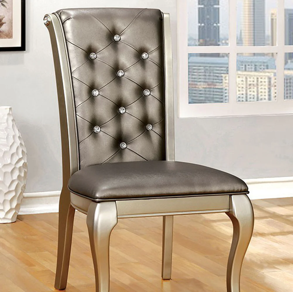 Amina Contemporary Side Chair Silver Finish, Set Of 2 By Benzara - Image 3