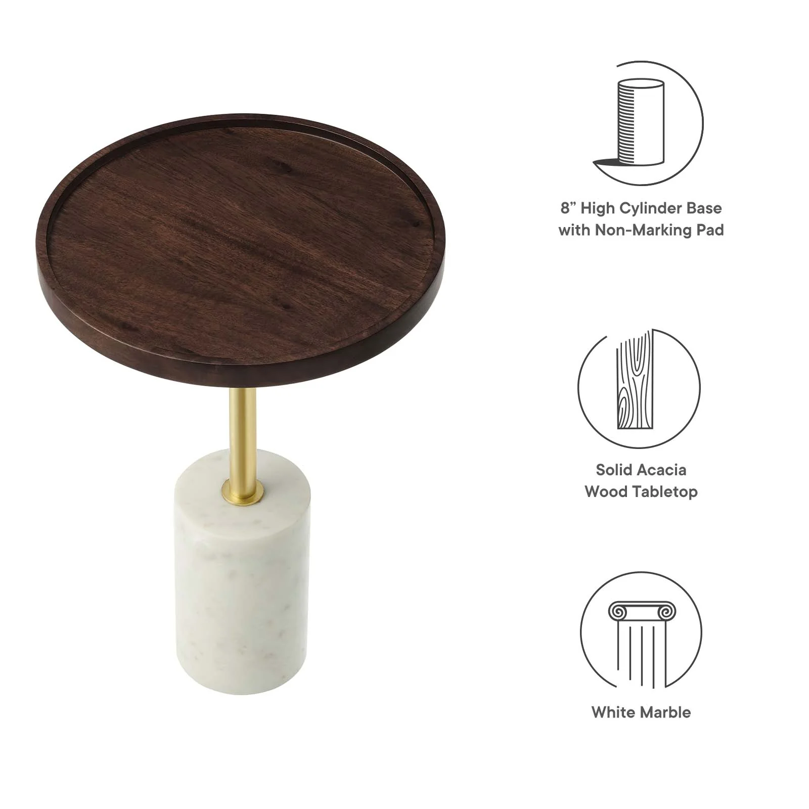 Amina Round Acacia Wood Side Table By Modway - EEI-6607 - Image 15