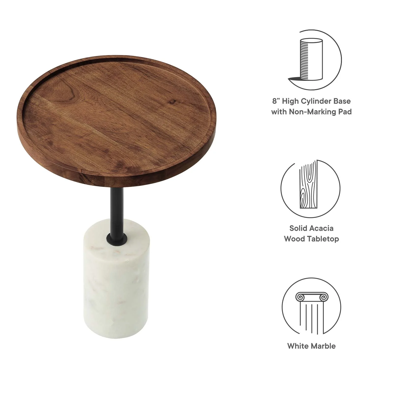Amina Round Acacia Wood Side Table By Modway - EEI-6607 - Image 7