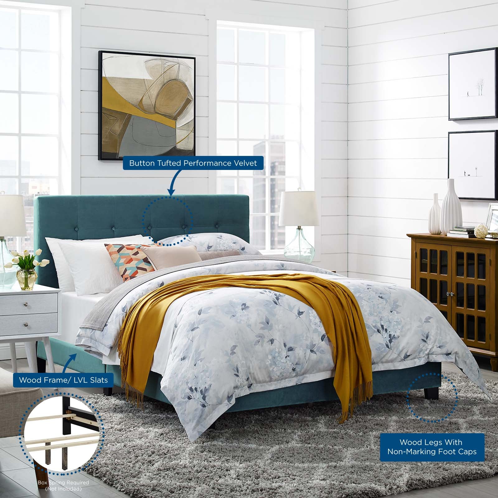 Amira Queen Performance Velvet Bed By Modway - MOD-5867 - Image 7