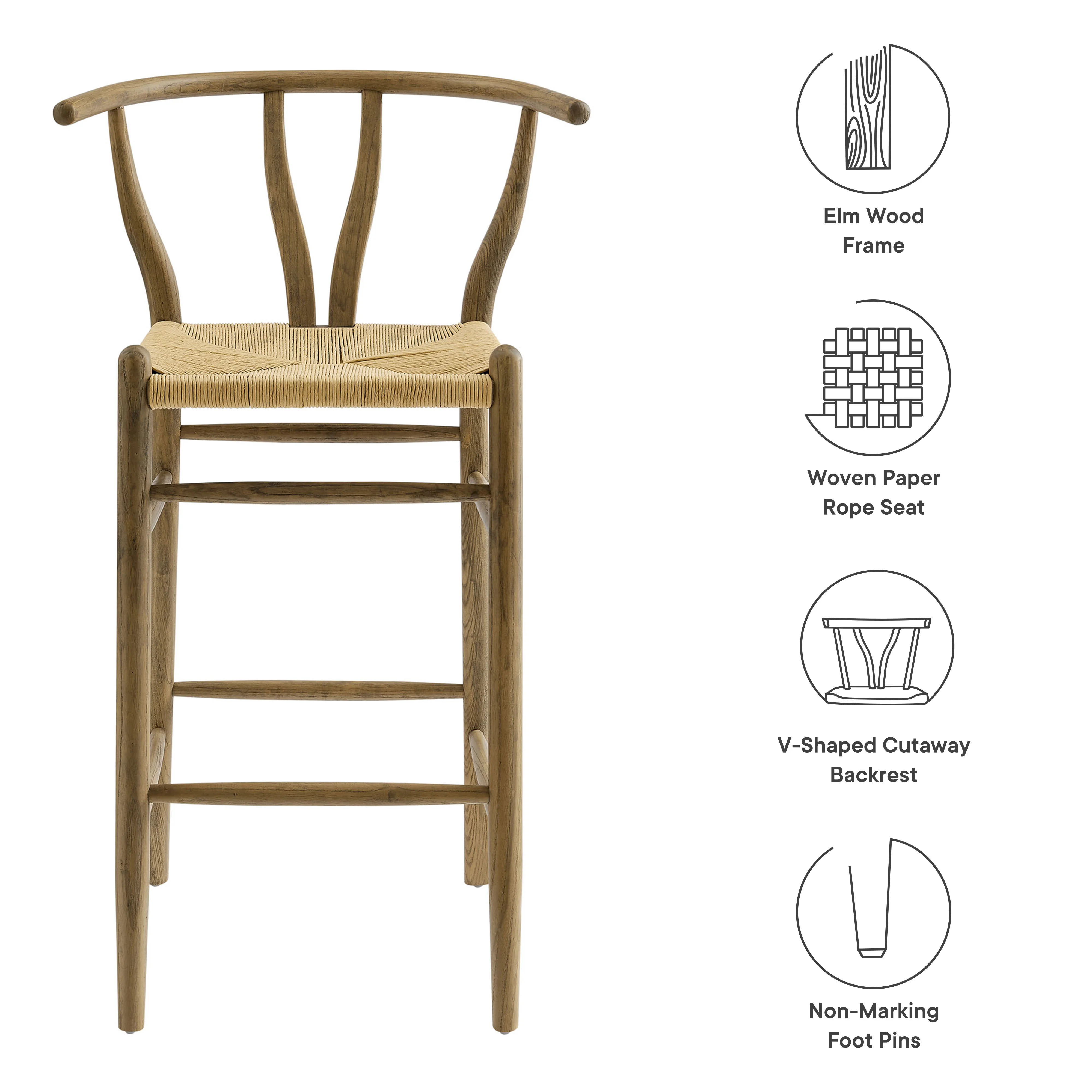 Amish Wood Bar Stool by Modway - Image 9