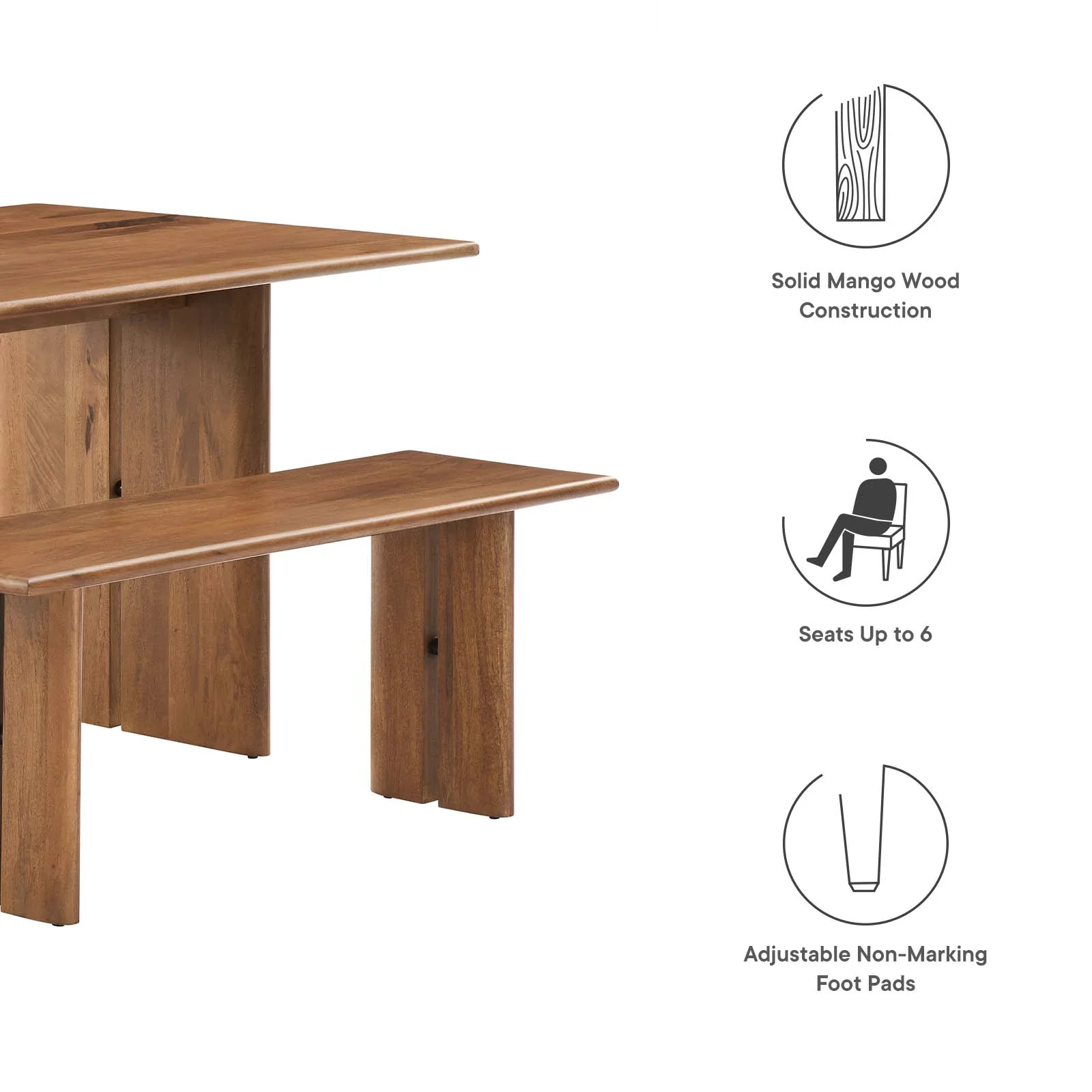 Amistad 60" Wood Dining Table and Bench Set By Modway - EEI-6690 - Image 9