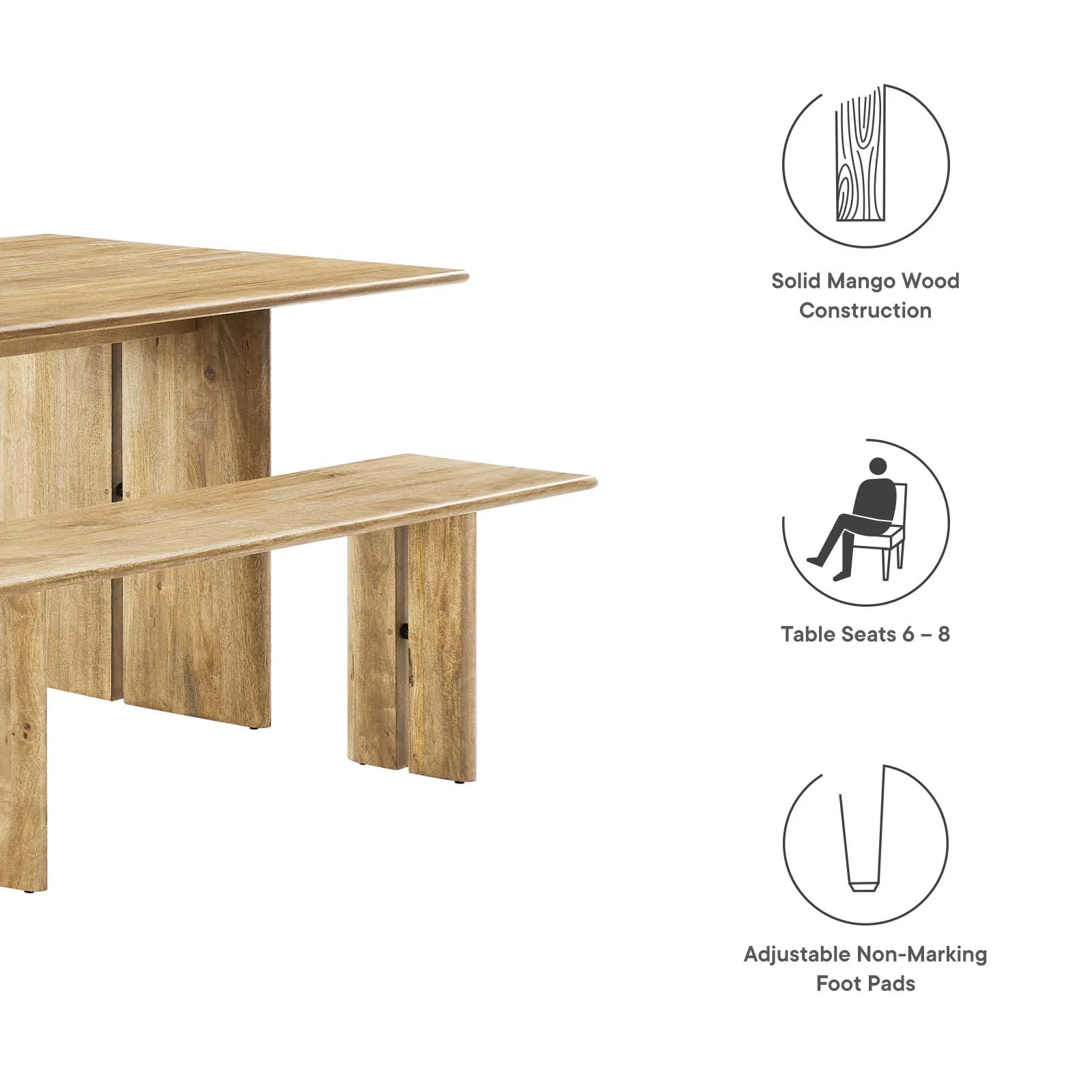 Amistad 72" Wood Dining Table and Bench Set By Modway - EEI-6559 - Image 3