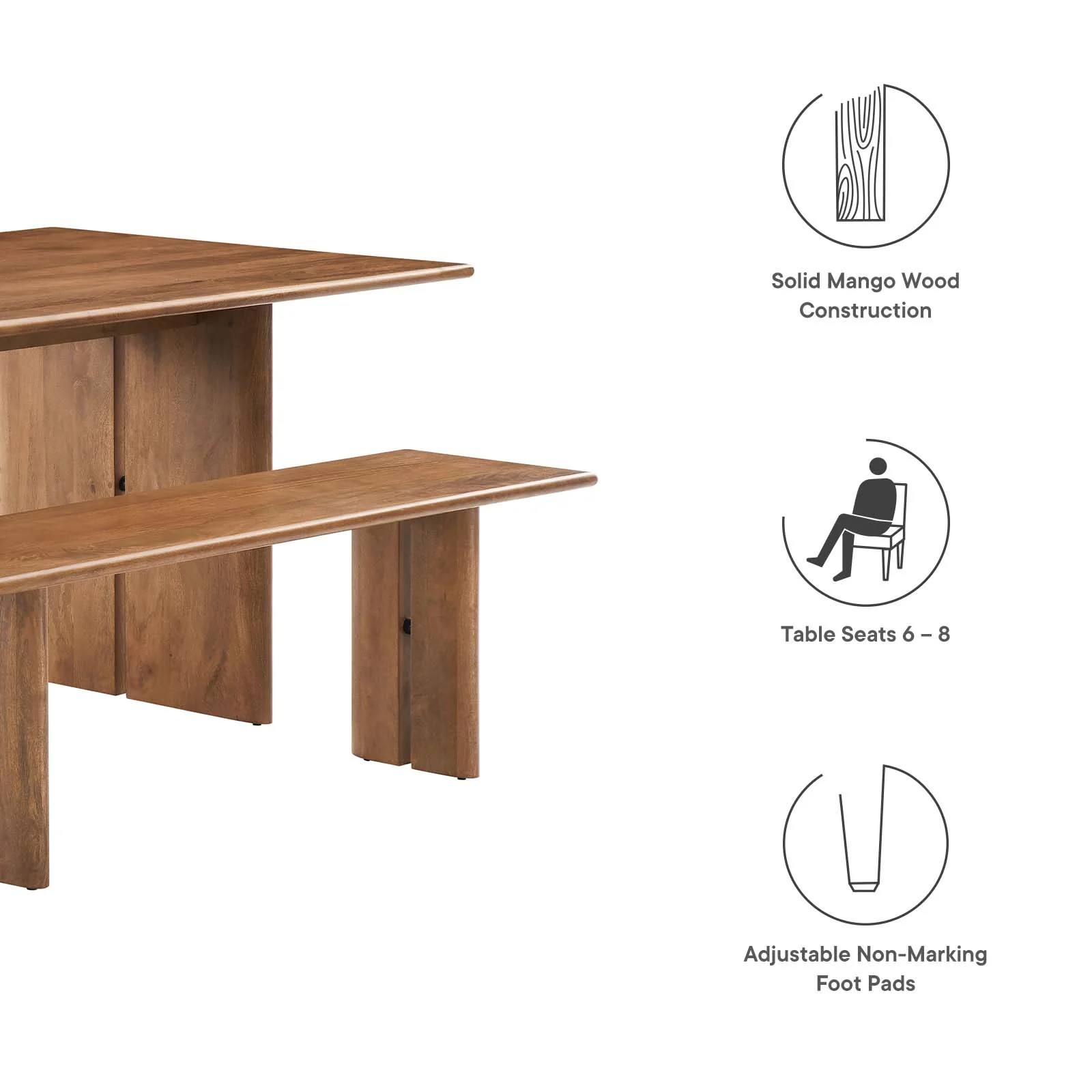 Amistad 72" Wood Dining Table and Bench Set By Modway - EEI-6559 - Image 9