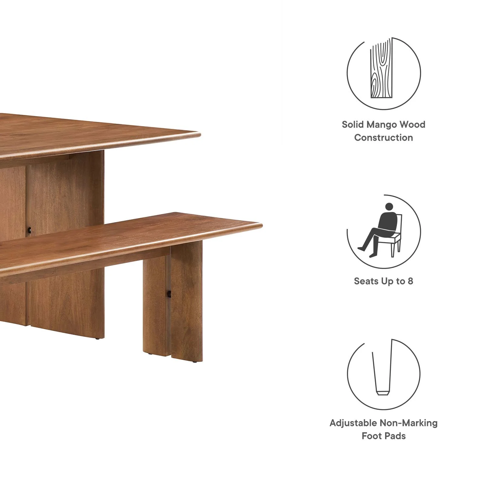 Amistad 86" Wood Dining Table and Bench Set By Modway - EEI-6560 - Image 9