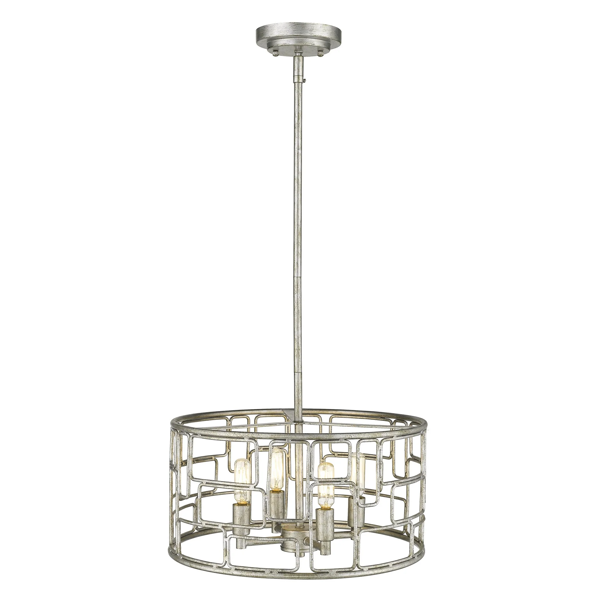 Amoret 4-Light Antique Silver Convertible Pendant By Homeroots - Image 4