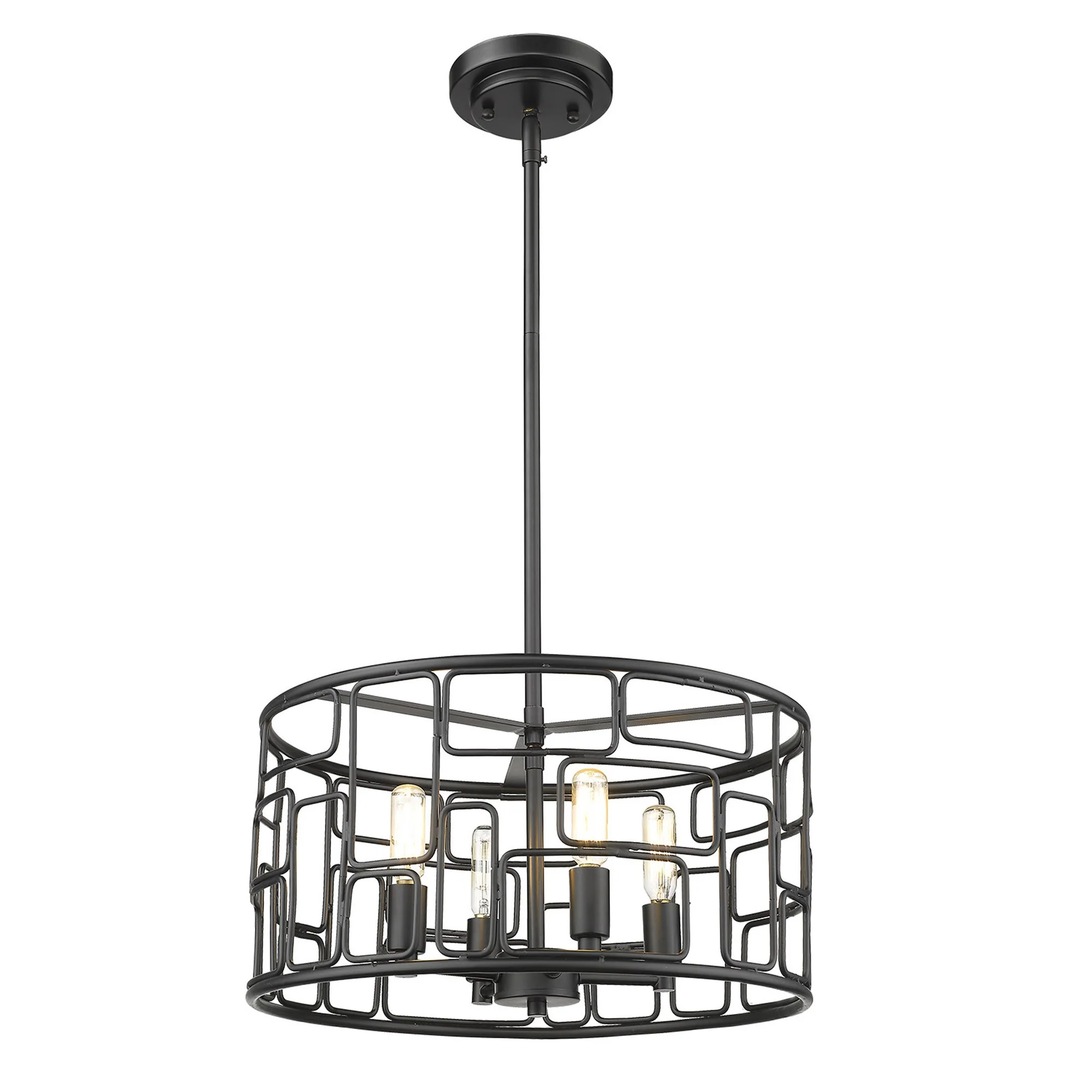 Amoret 4-Light Matte Black Convertible Pendant By Homeroots - Image 2