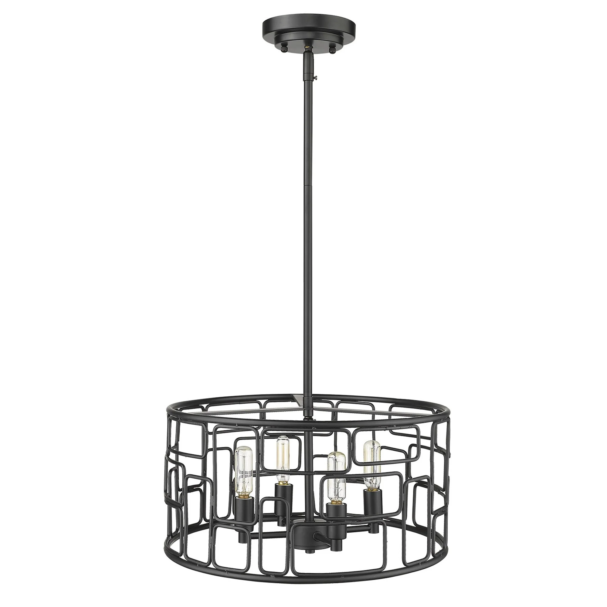 Amoret 4-Light Matte Black Convertible Pendant By Homeroots - Image 3