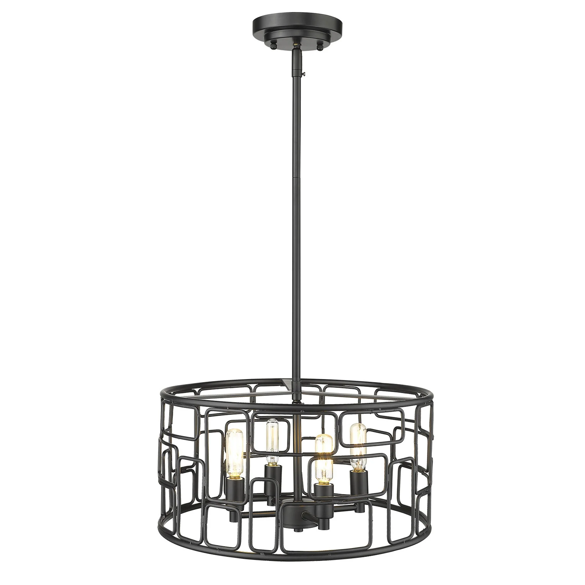Amoret 4-Light Matte Black Convertible Pendant By Homeroots - Image 4