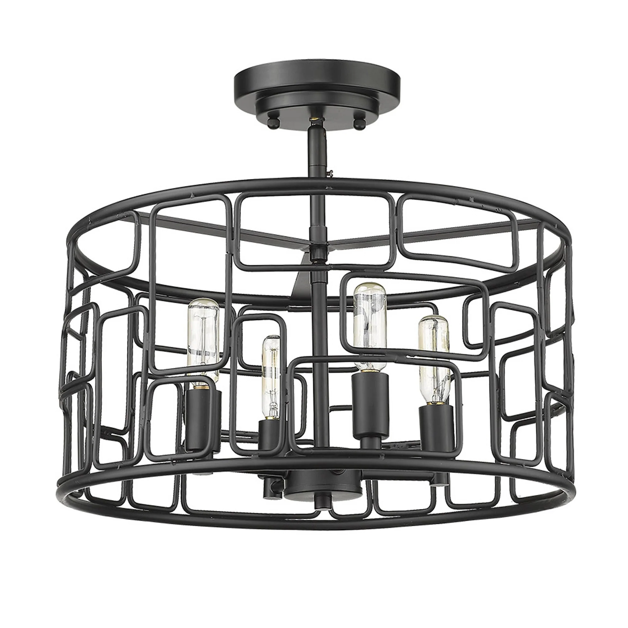 Amoret 4-Light Matte Black Convertible Pendant By Homeroots - Image 5
