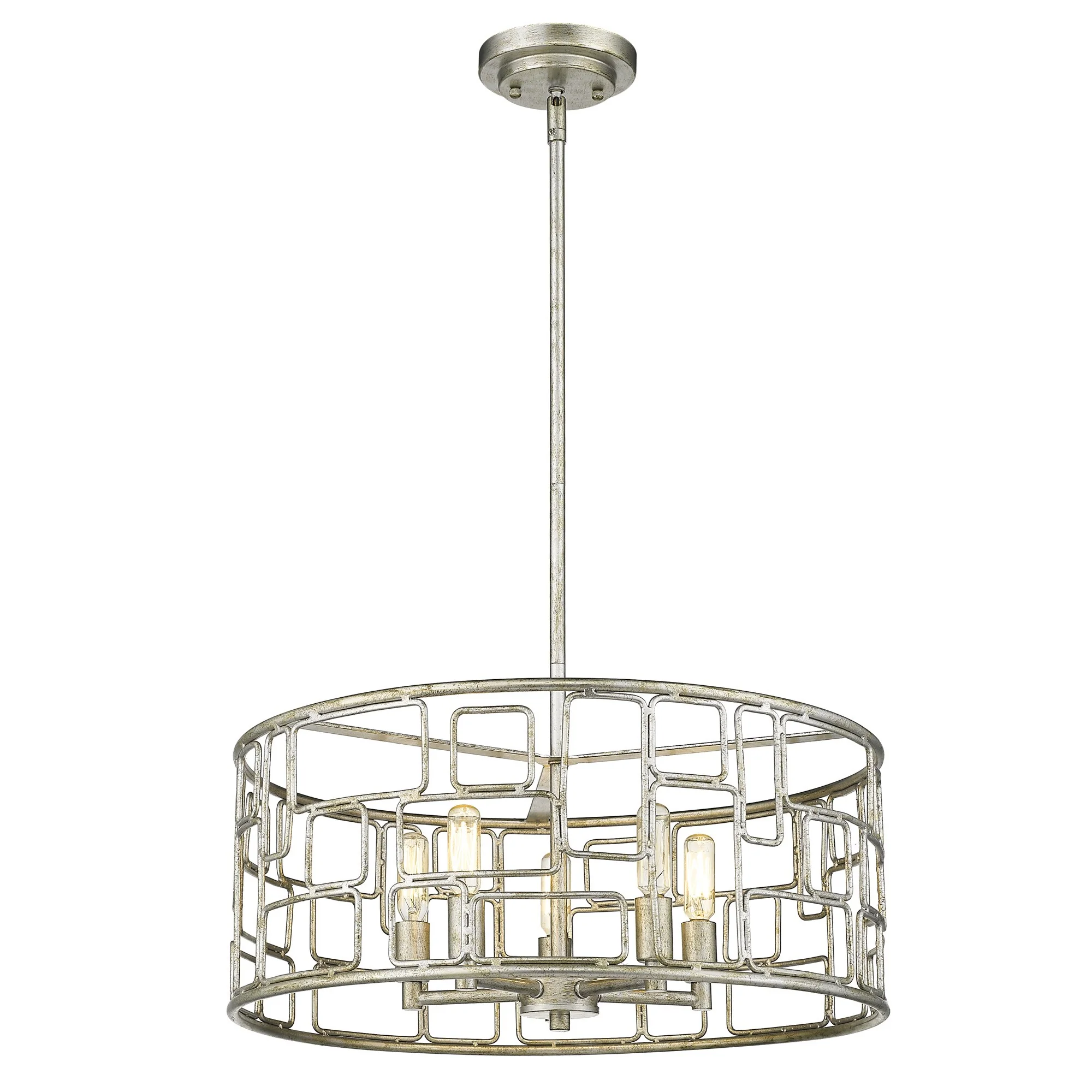 Amoret 5-Light Antique Silver Convertible Pendant By Homeroots - Image 2