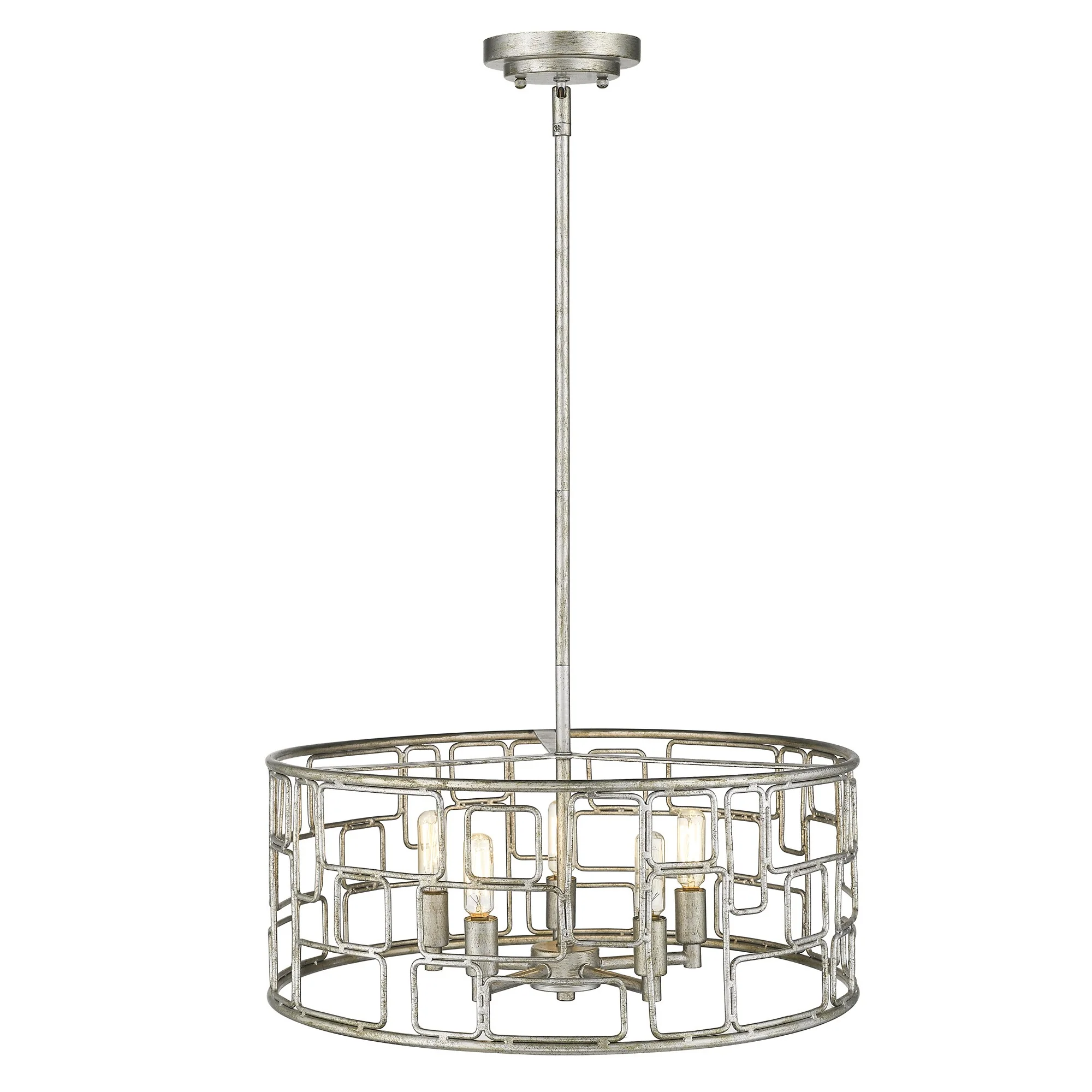Amoret 5-Light Antique Silver Convertible Pendant By Homeroots - Image 3