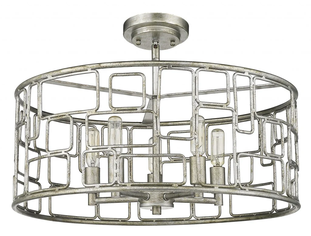Amoret 5-Light Antique Silver Convertible Pendant By Homeroots - Image 4