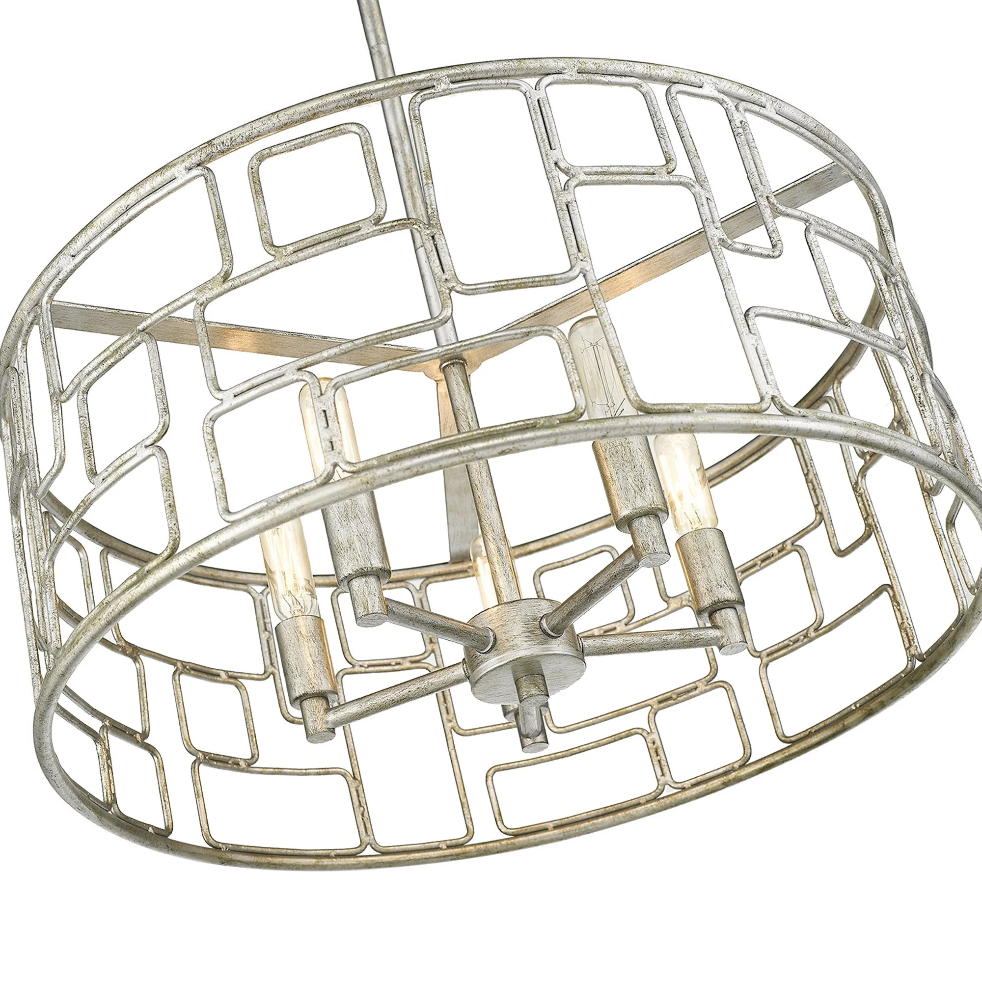 Amoret 5-Light Antique Silver Convertible Pendant By Homeroots - Image 5