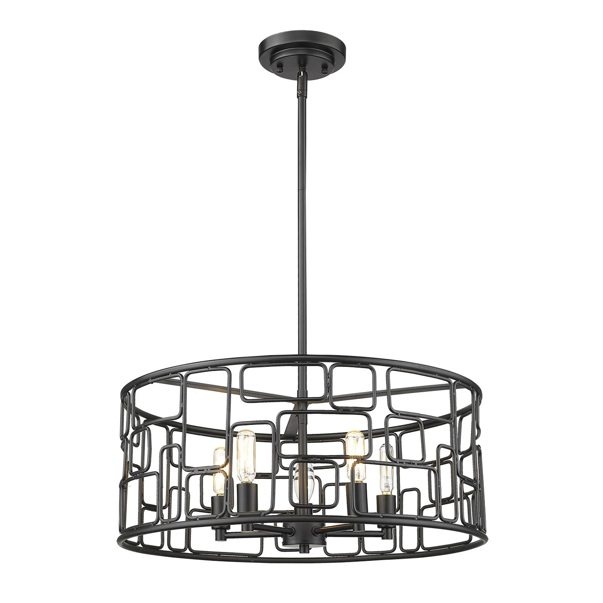 Amoret 5-Light Matte Black Convertible Pendant By Homeroots - Image 2