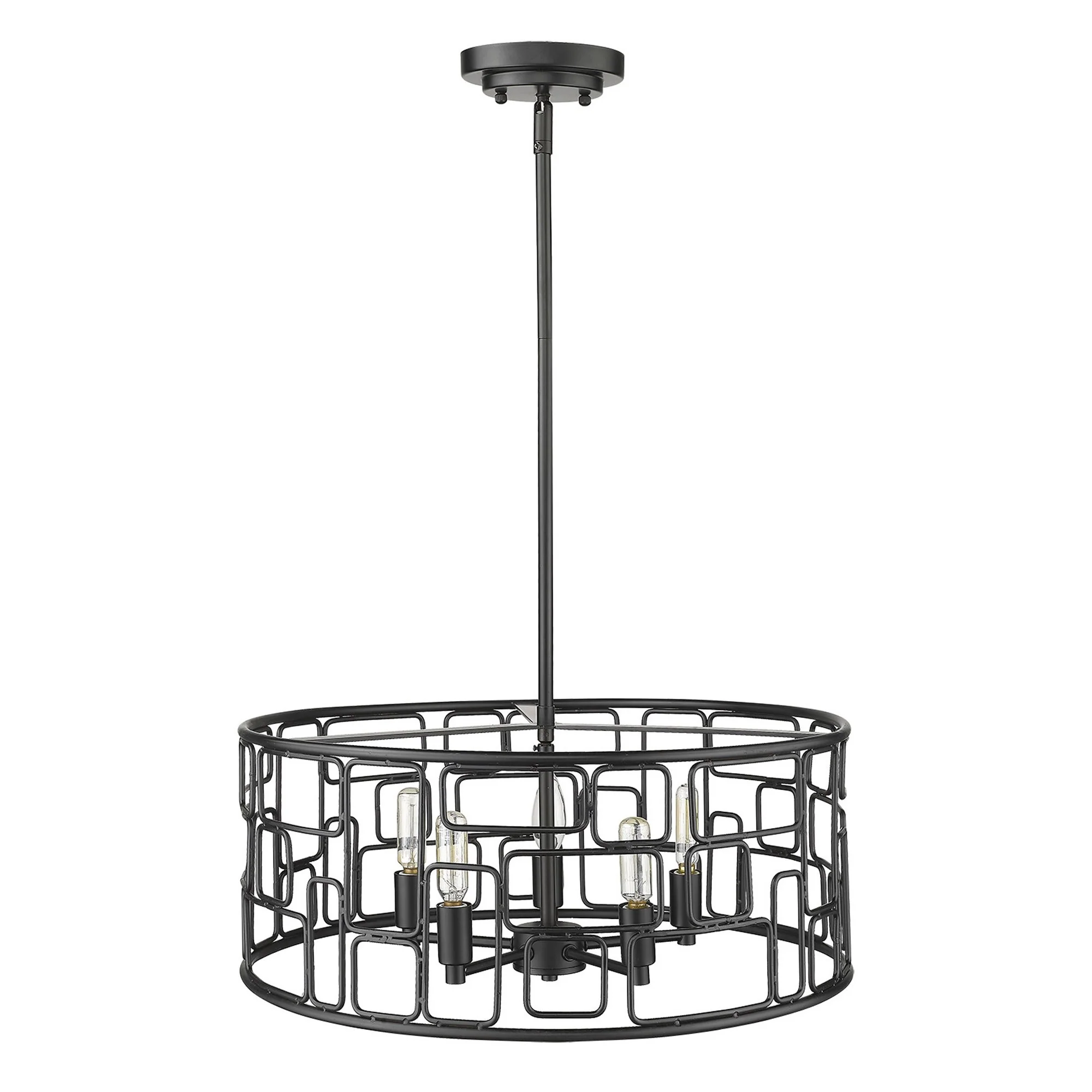Amoret 5-Light Matte Black Convertible Pendant By Homeroots - Image 3