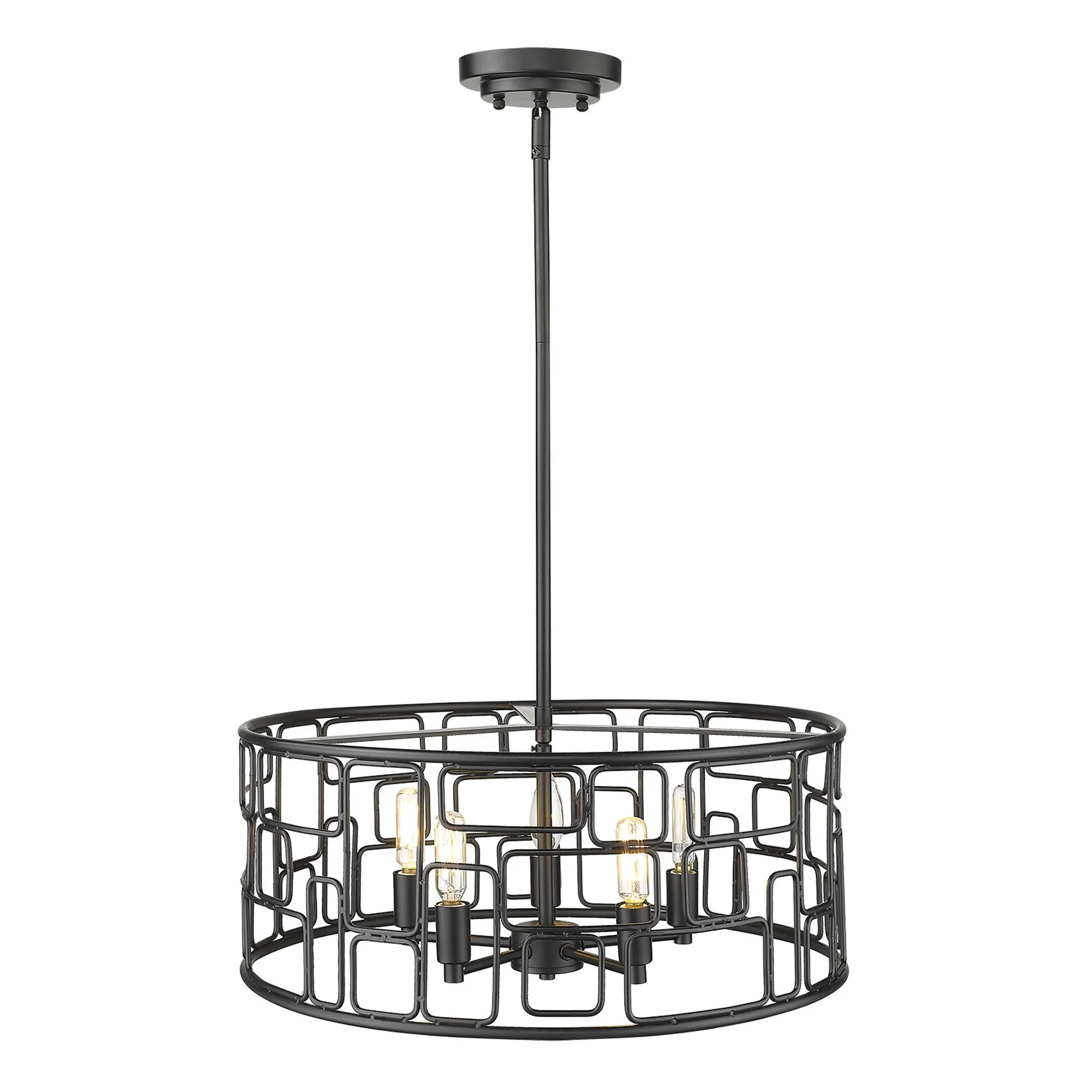 Amoret 5-Light Matte Black Convertible Pendant By Homeroots - Image 4