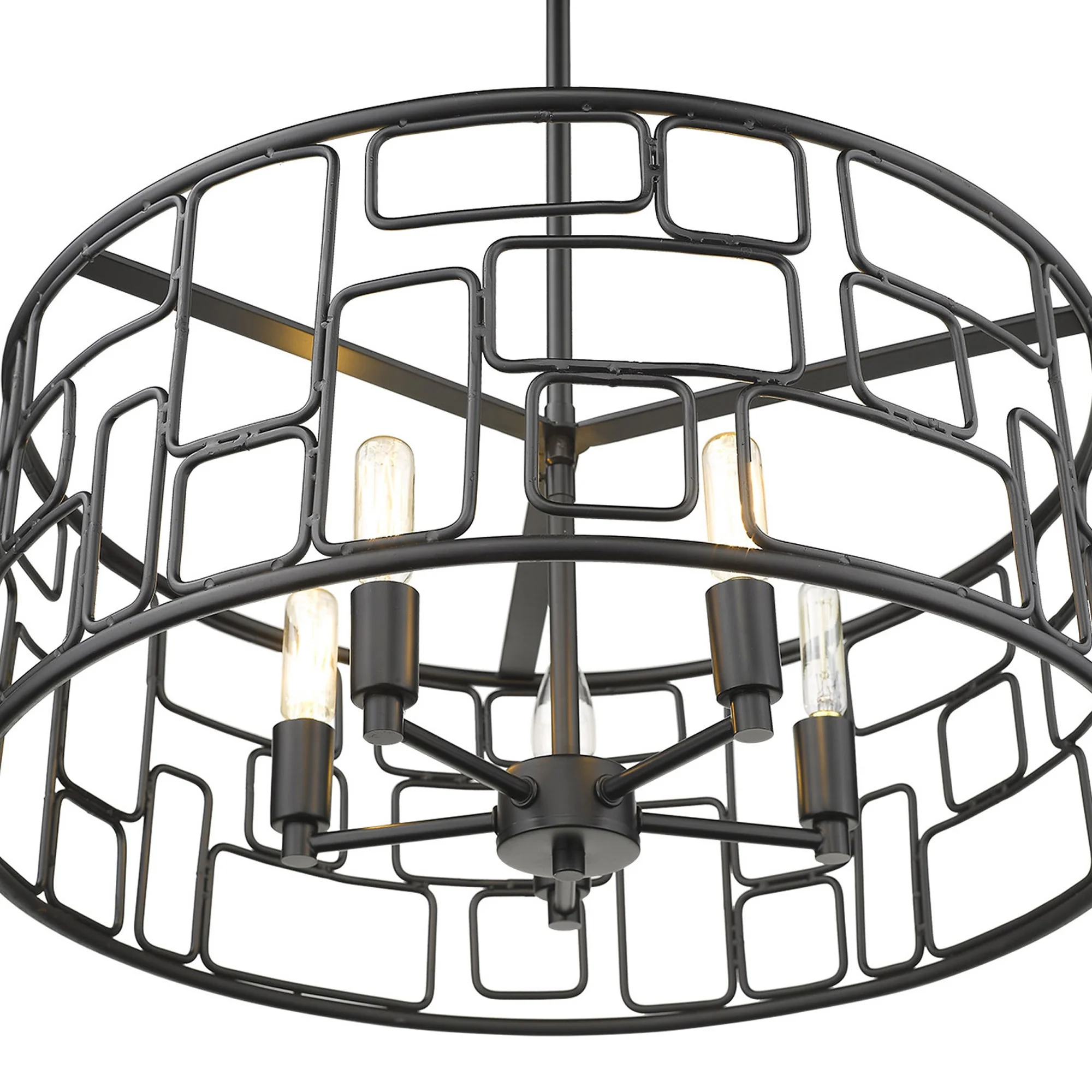 Amoret 5-Light Matte Black Convertible Pendant By Homeroots - Image 6