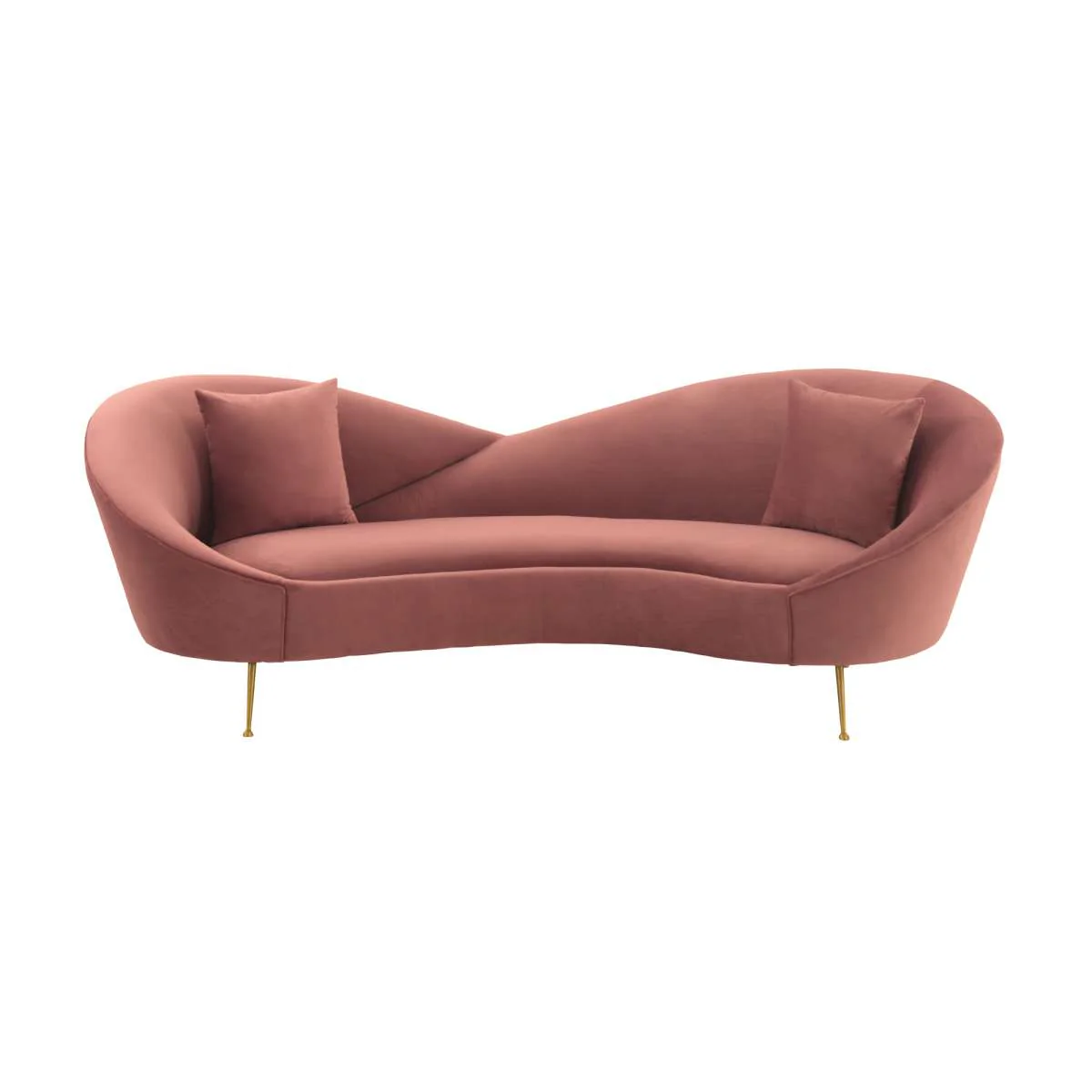 Anabella Blush Fabric Upholstered Sofa with Brushed Gold Legs By Armen Living - Image 2
