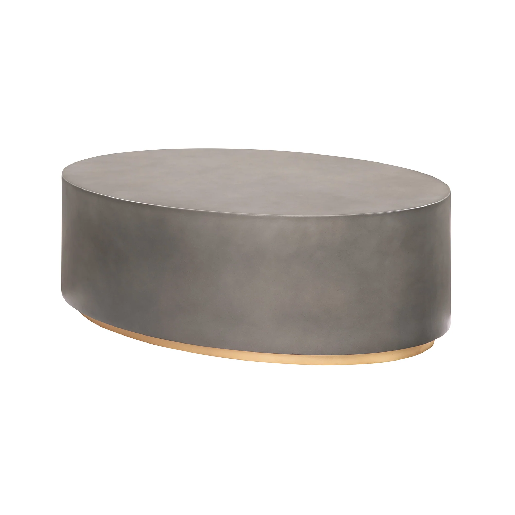 Anais Concrete and Brass Oval Coffee Table By Armen Living - Image 3