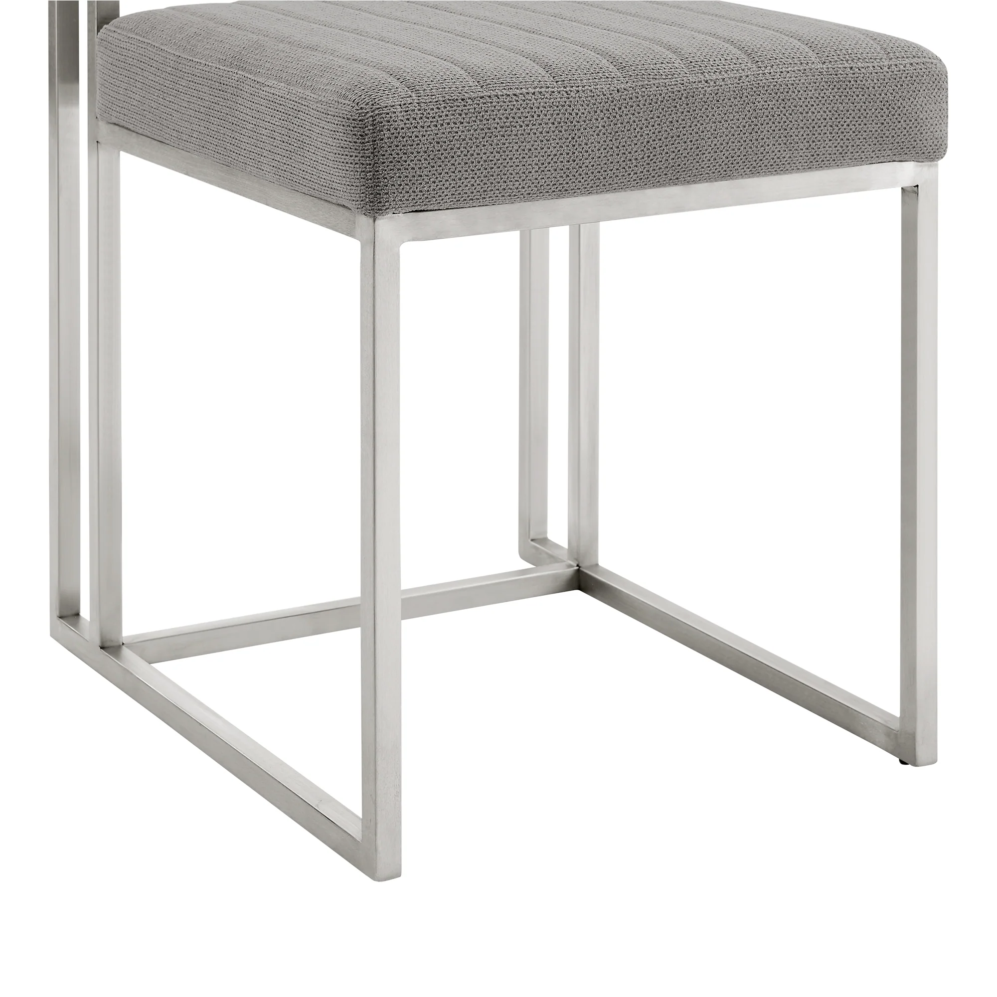 Anastasia Dining Chair with Brushed Stainless Steel and Light Gray Fabric - Set of 2 By Armen Living - Image 10