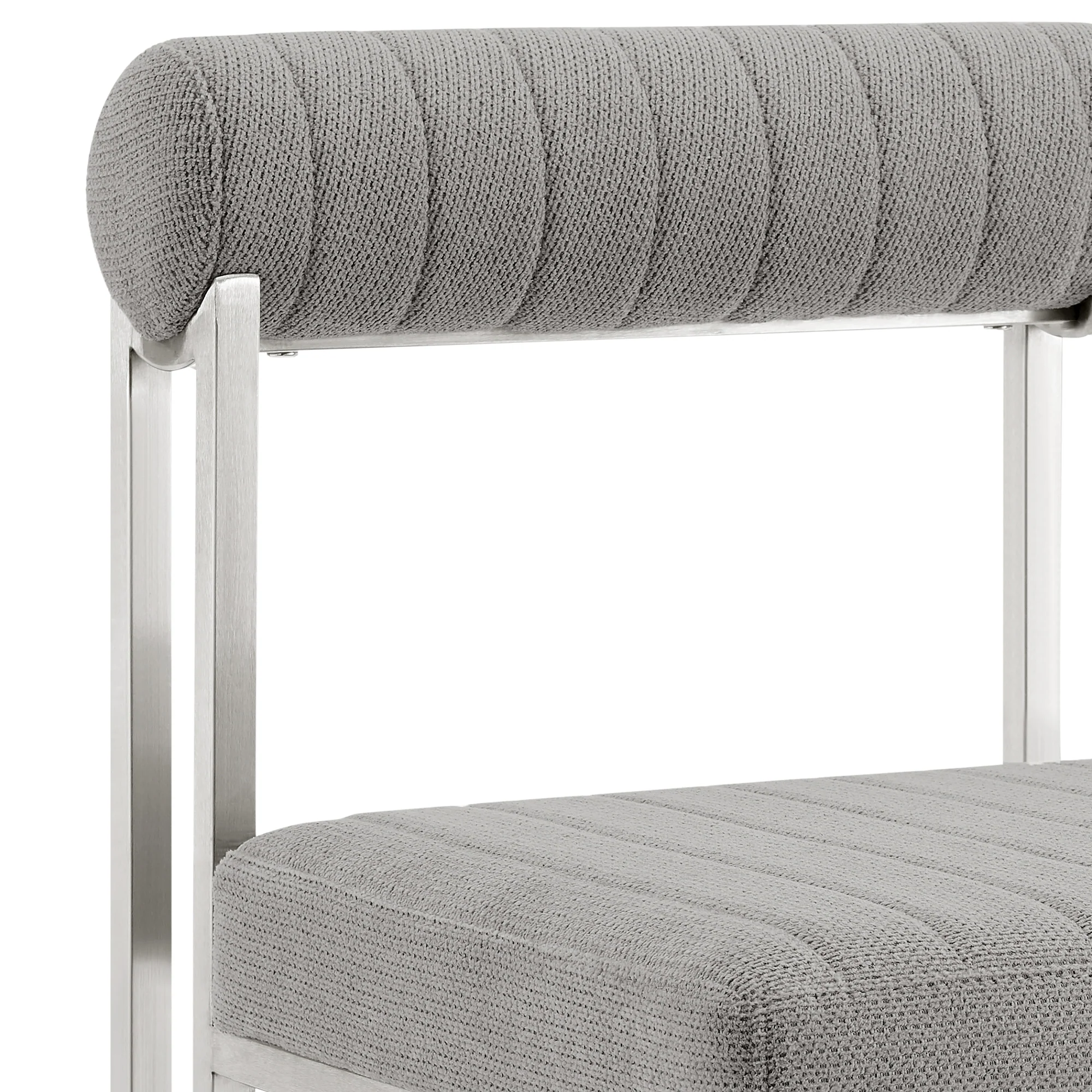 Anastasia Dining Chair with Brushed Stainless Steel and Light Gray Fabric - Set of 2 By Armen Living - Image 12