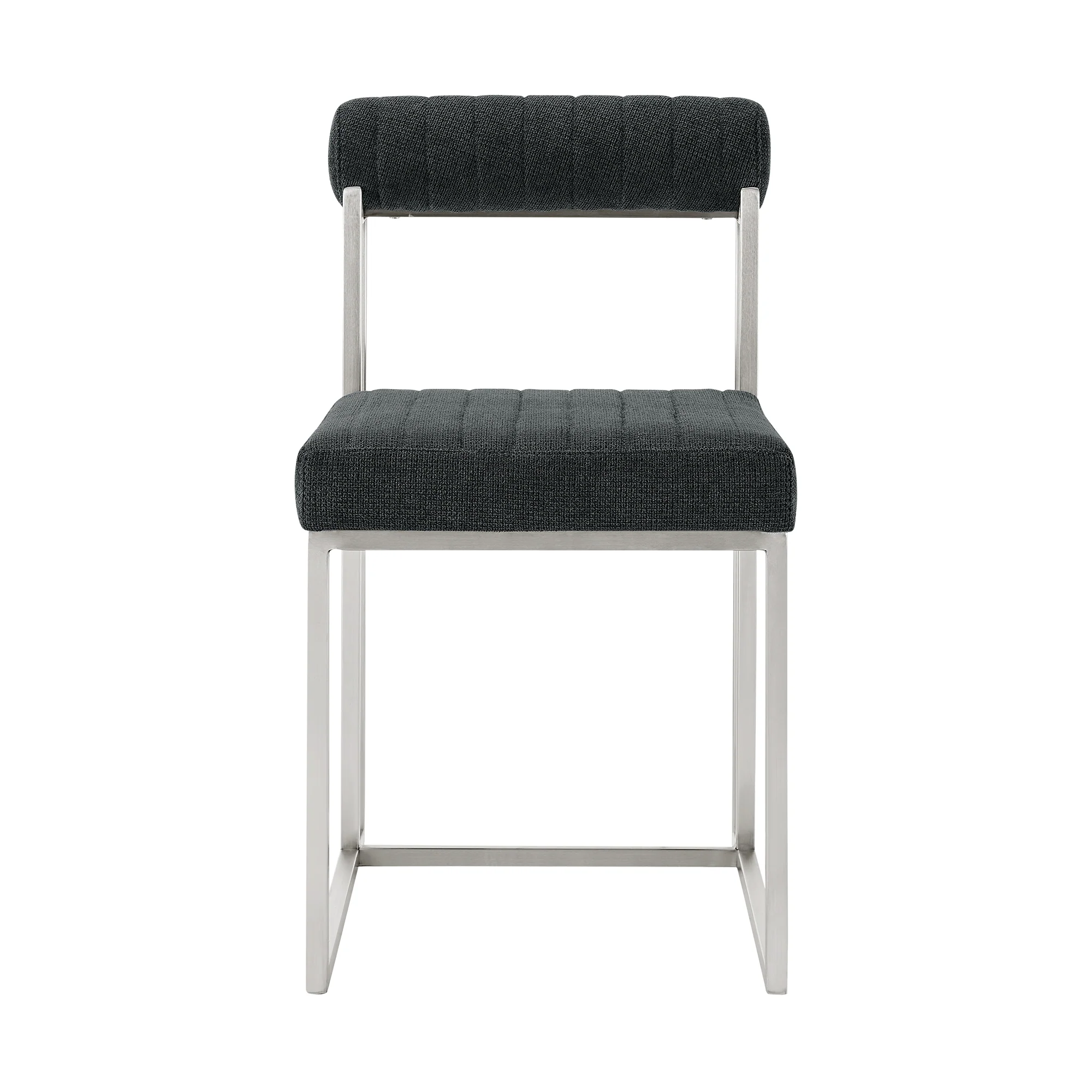 Anastasia Dining Chair with Brushed Stainless Steel and Light Gray Fabric - Set of 2 By Armen Living - Image 17