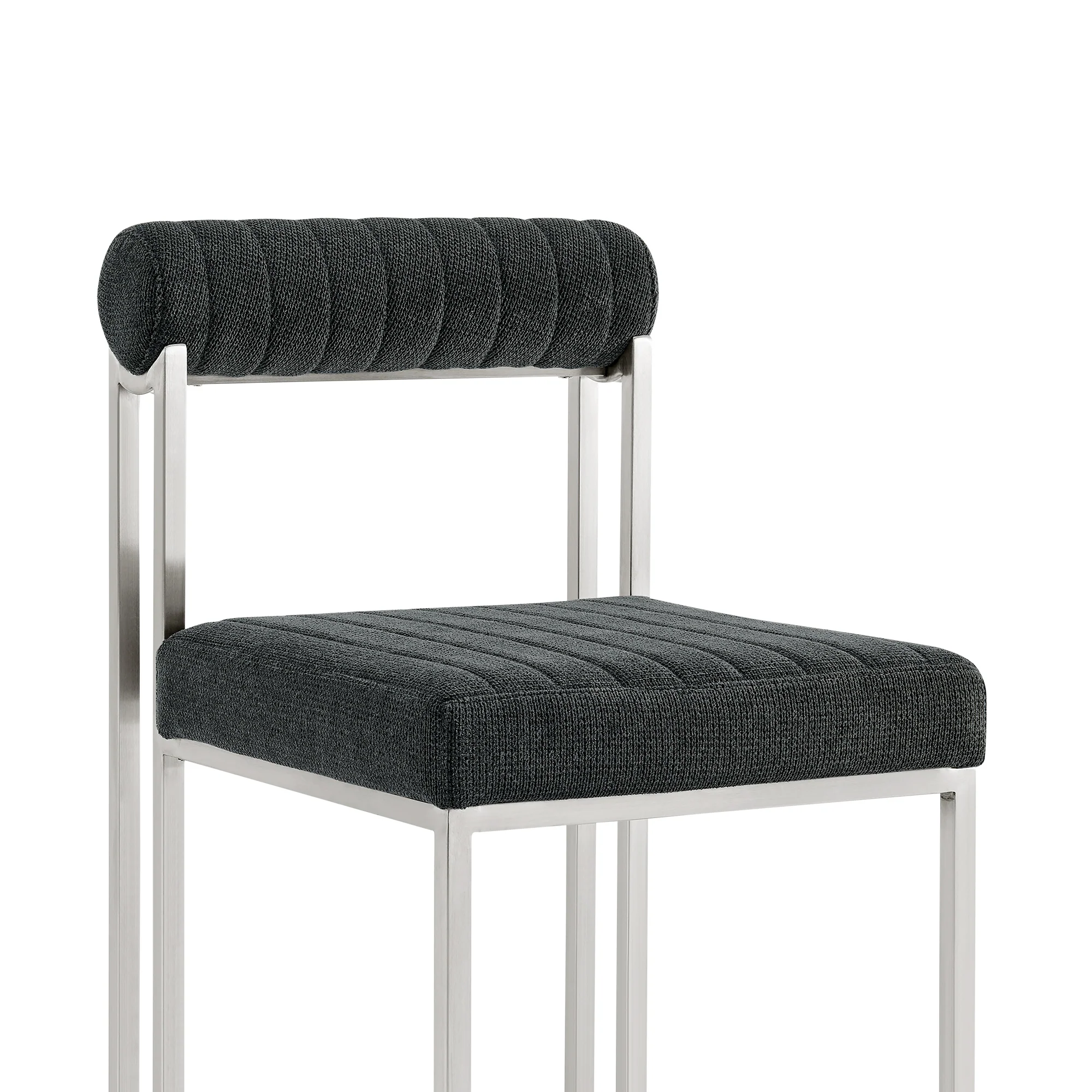 Anastasia Dining Chair with Brushed Stainless Steel and Light Gray Fabric - Set of 2 By Armen Living - Image 19