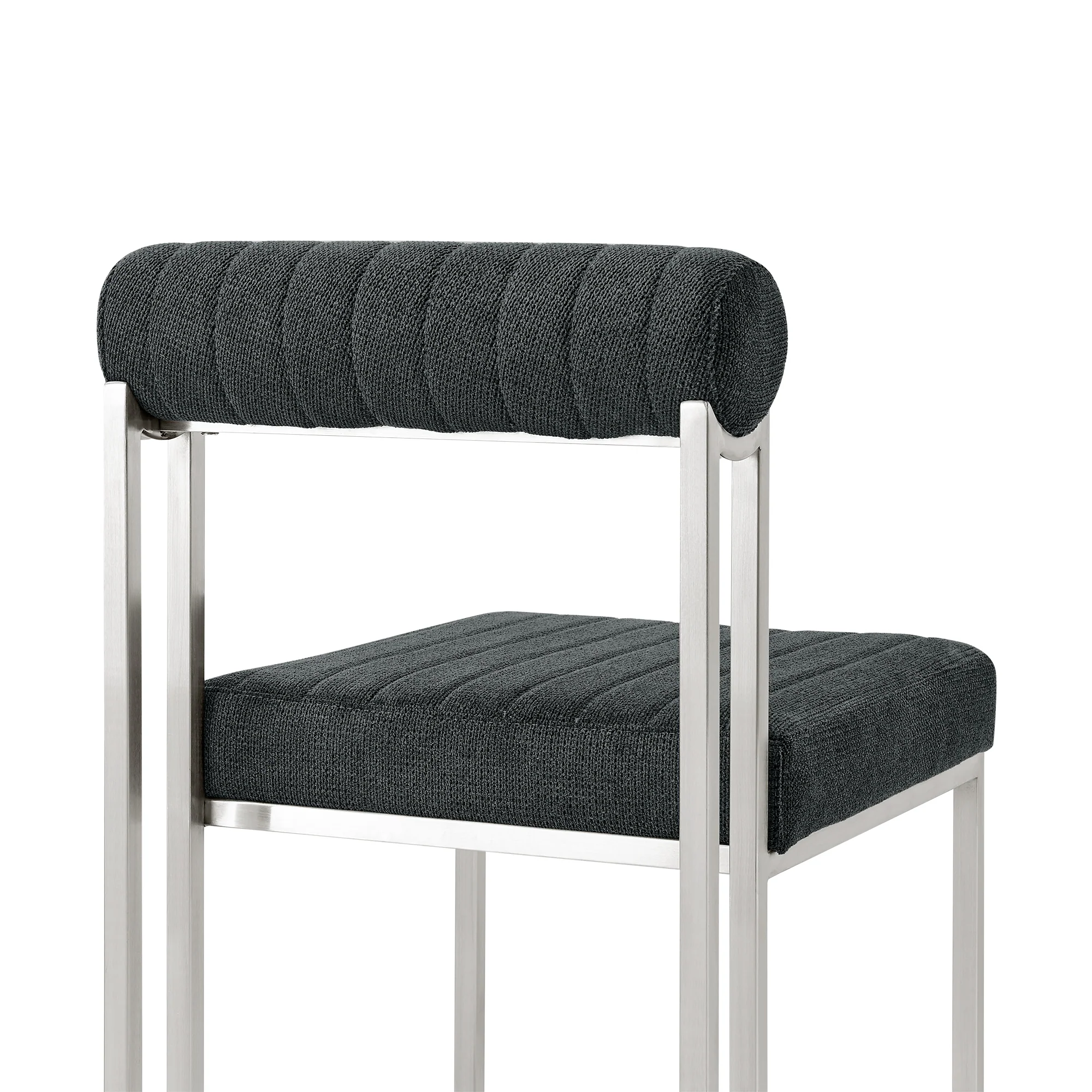 Anastasia Dining Chair with Brushed Stainless Steel and Light Gray Fabric - Set of 2 By Armen Living - Image 20