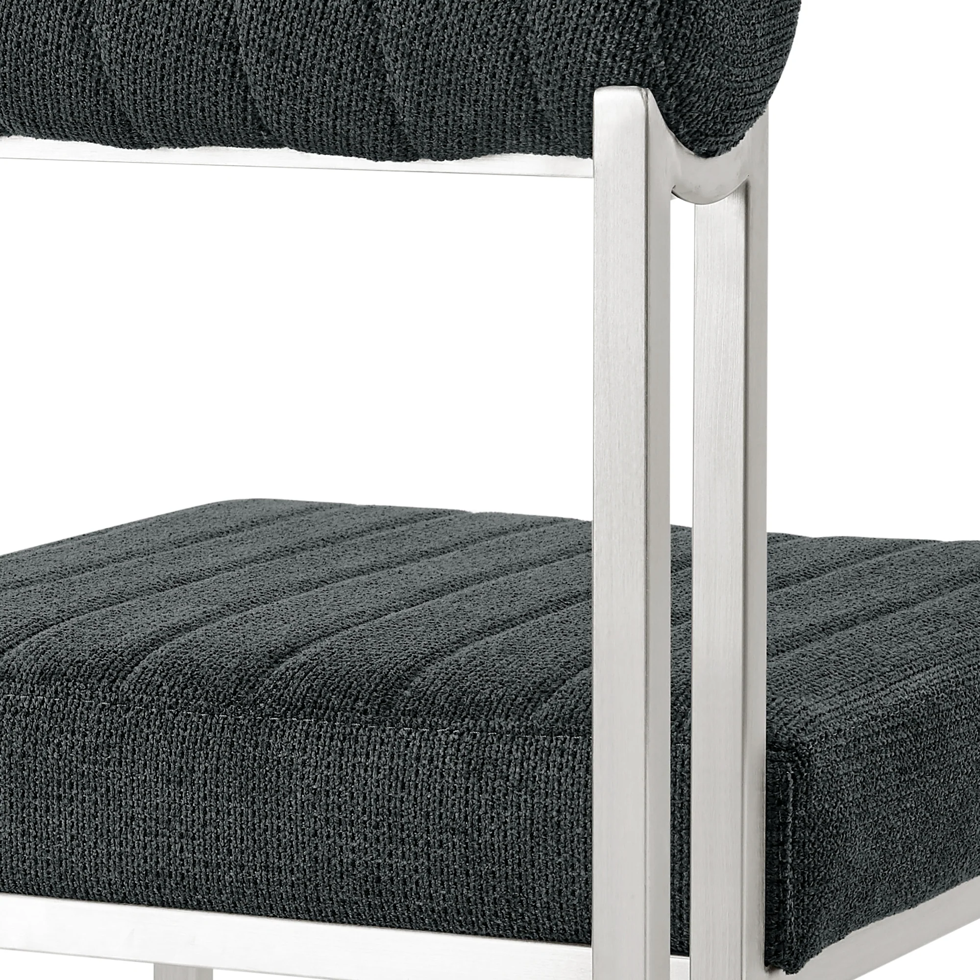 Anastasia Dining Chair with Brushed Stainless Steel and Light Gray Fabric - Set of 2 By Armen Living - Image 21
