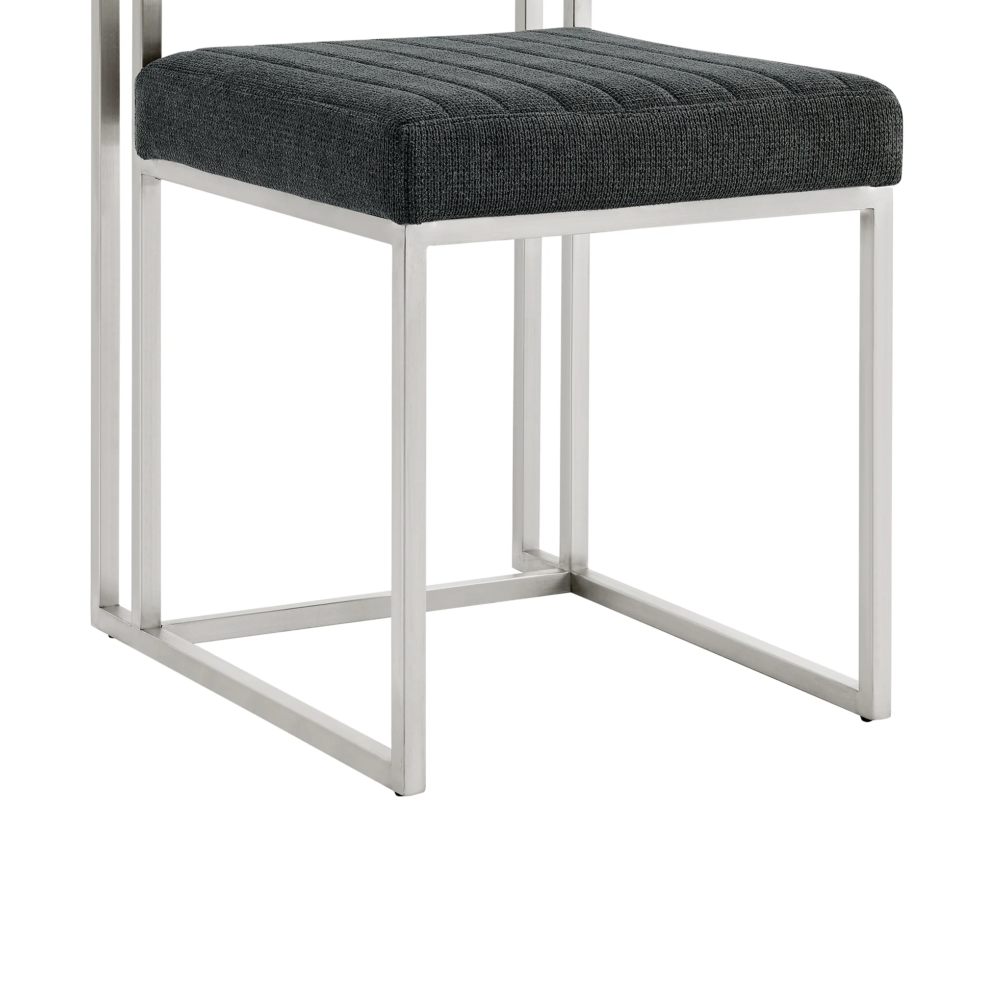 Anastasia Dining Chair with Brushed Stainless Steel and Light Gray Fabric - Set of 2 By Armen Living - Image 22