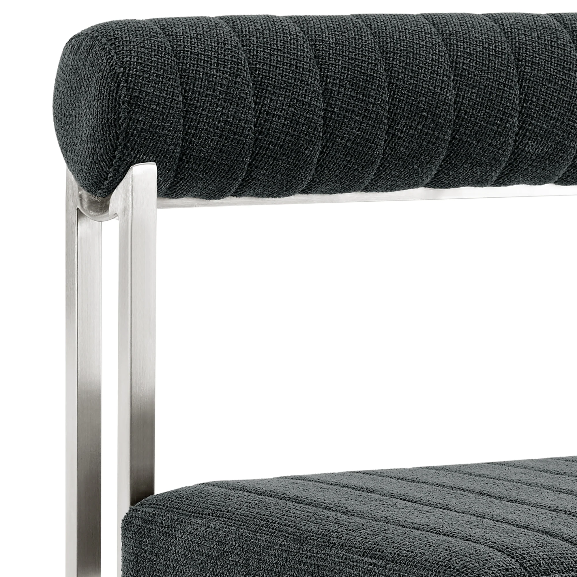 Anastasia Dining Chair with Brushed Stainless Steel and Light Gray Fabric - Set of 2 By Armen Living - Image 24