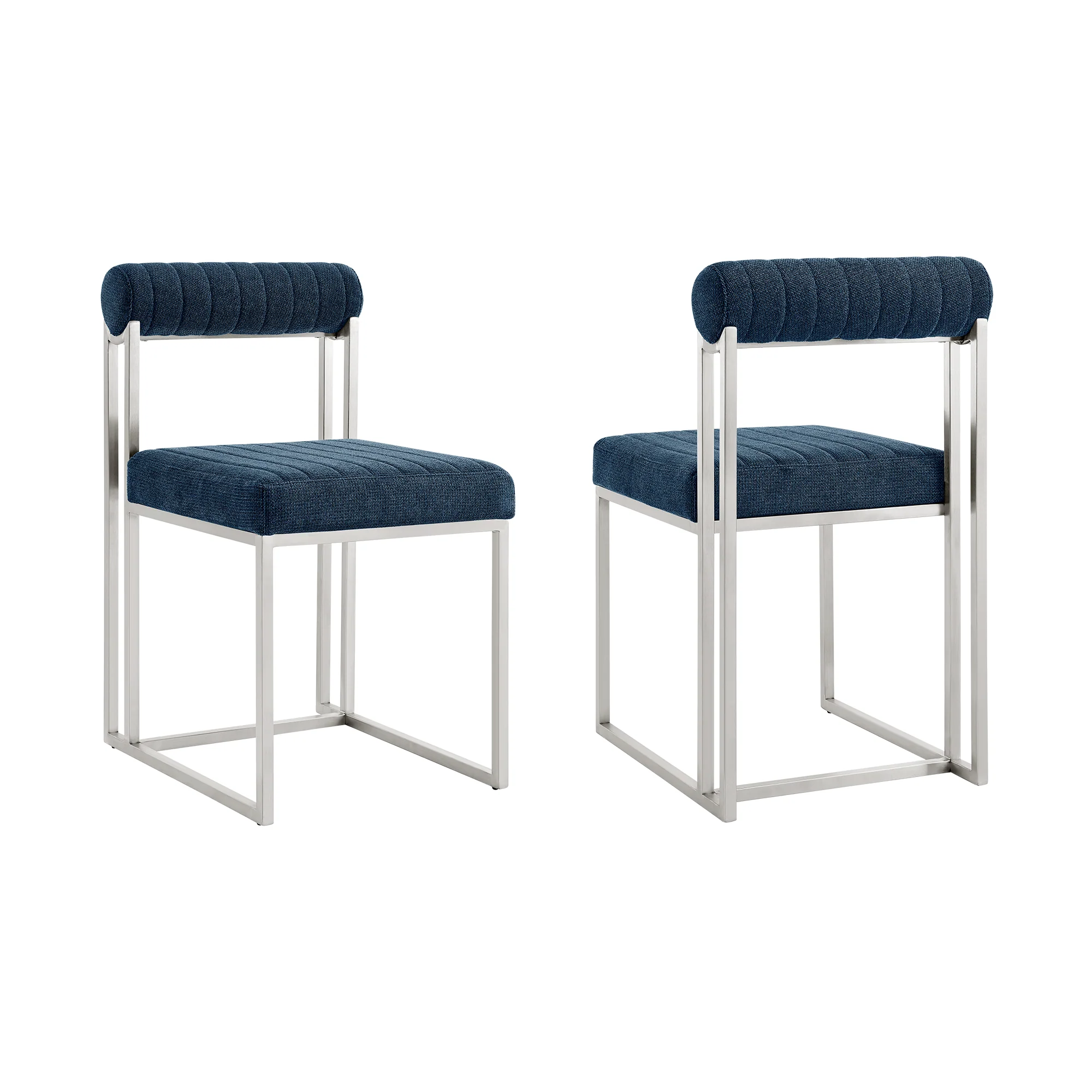 Anastasia Dining Chair with Brushed Stainless Steel and Light Gray Fabric - Set of 2 By Armen Living - Image 27