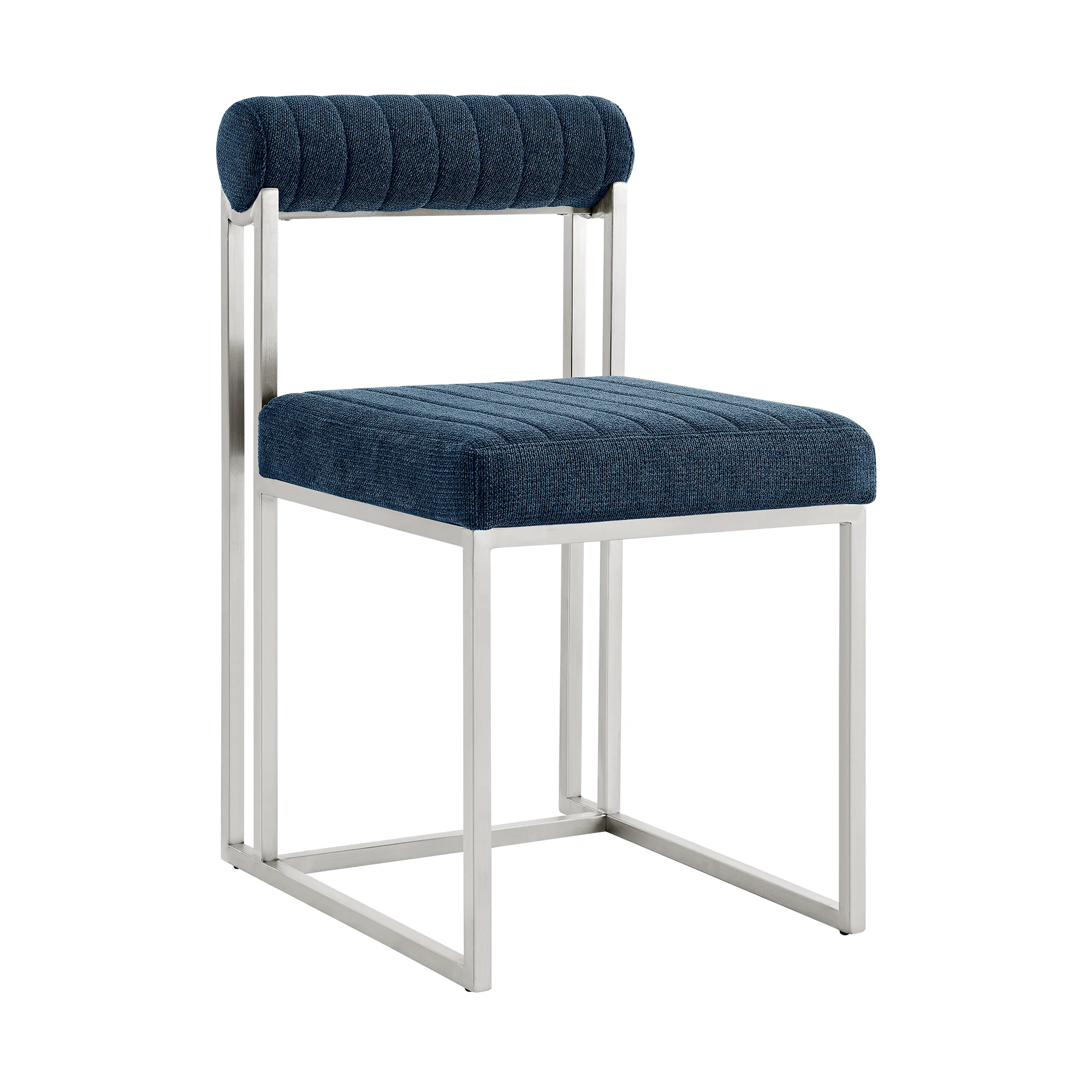 Anastasia Dining Chair with Brushed Stainless Steel and Light Gray Fabric - Set of 2 By Armen Living - Image 28