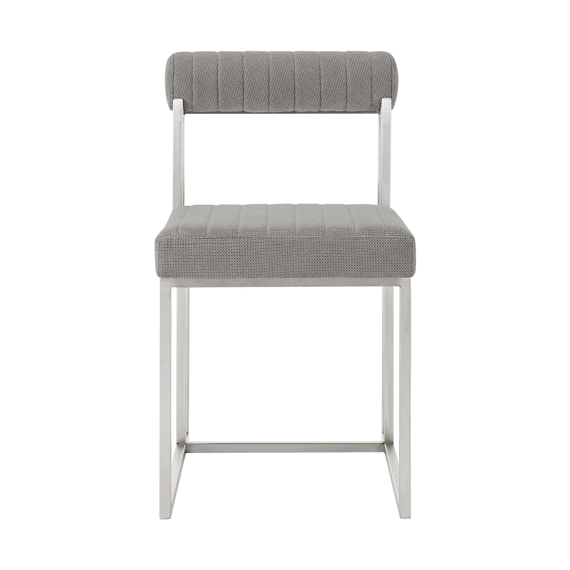 Anastasia Dining Chair with Brushed Stainless Steel and Light Gray Fabric - Set of 2 By Armen Living - Image 5