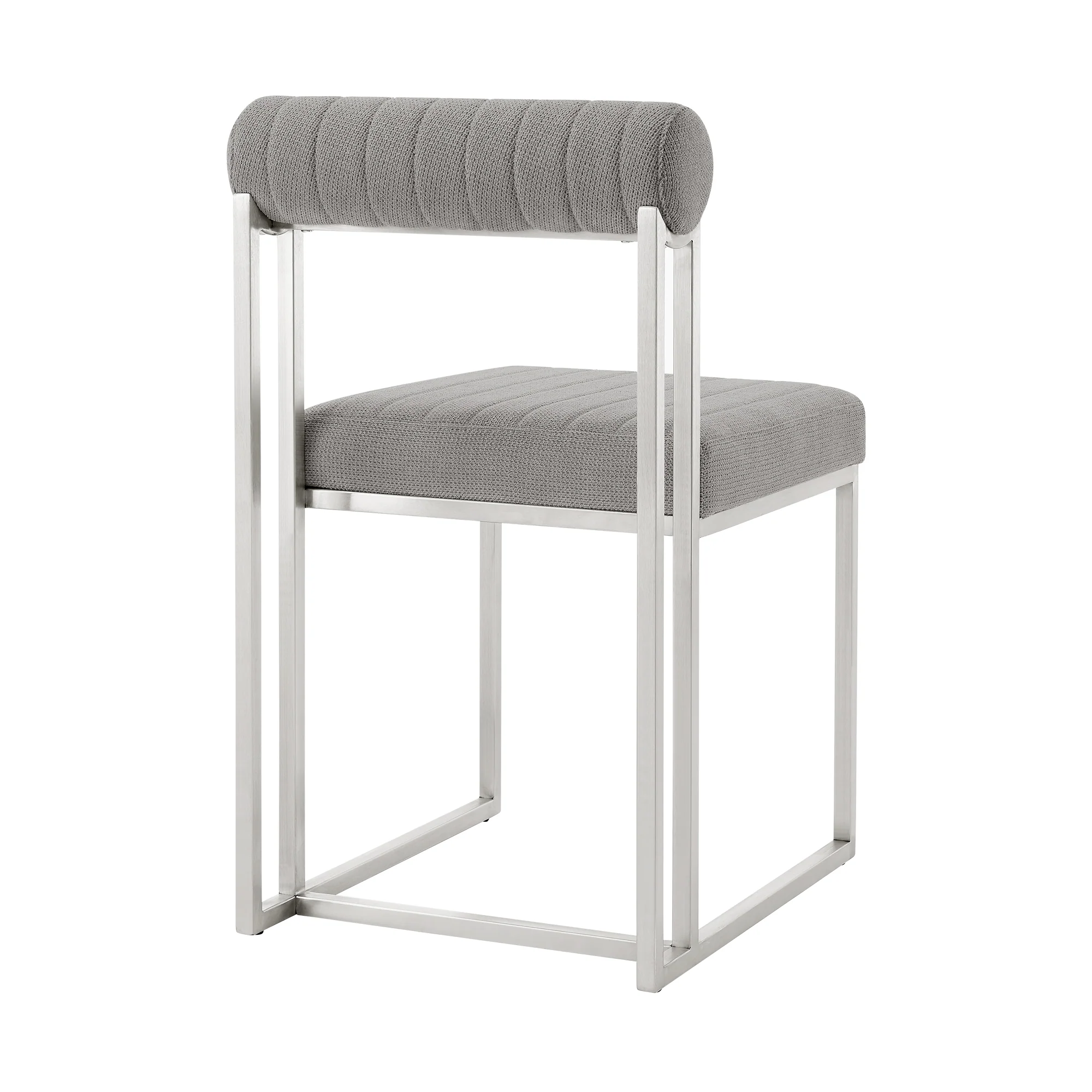 Anastasia Dining Chair with Brushed Stainless Steel and Light Gray Fabric - Set of 2 By Armen Living - Image 6