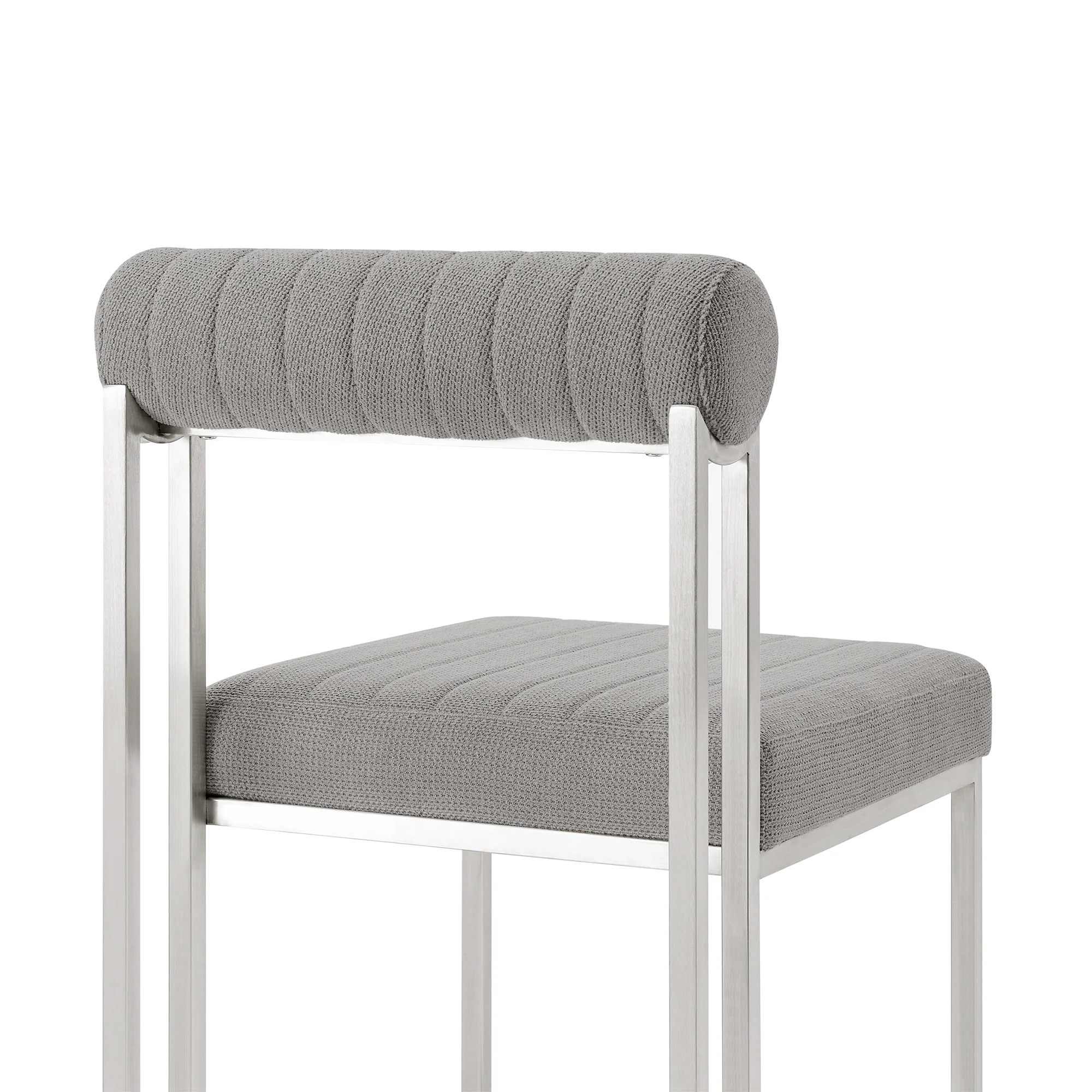 Anastasia Dining Chair with Brushed Stainless Steel and Light Gray Fabric - Set of 2 By Armen Living - Image 8