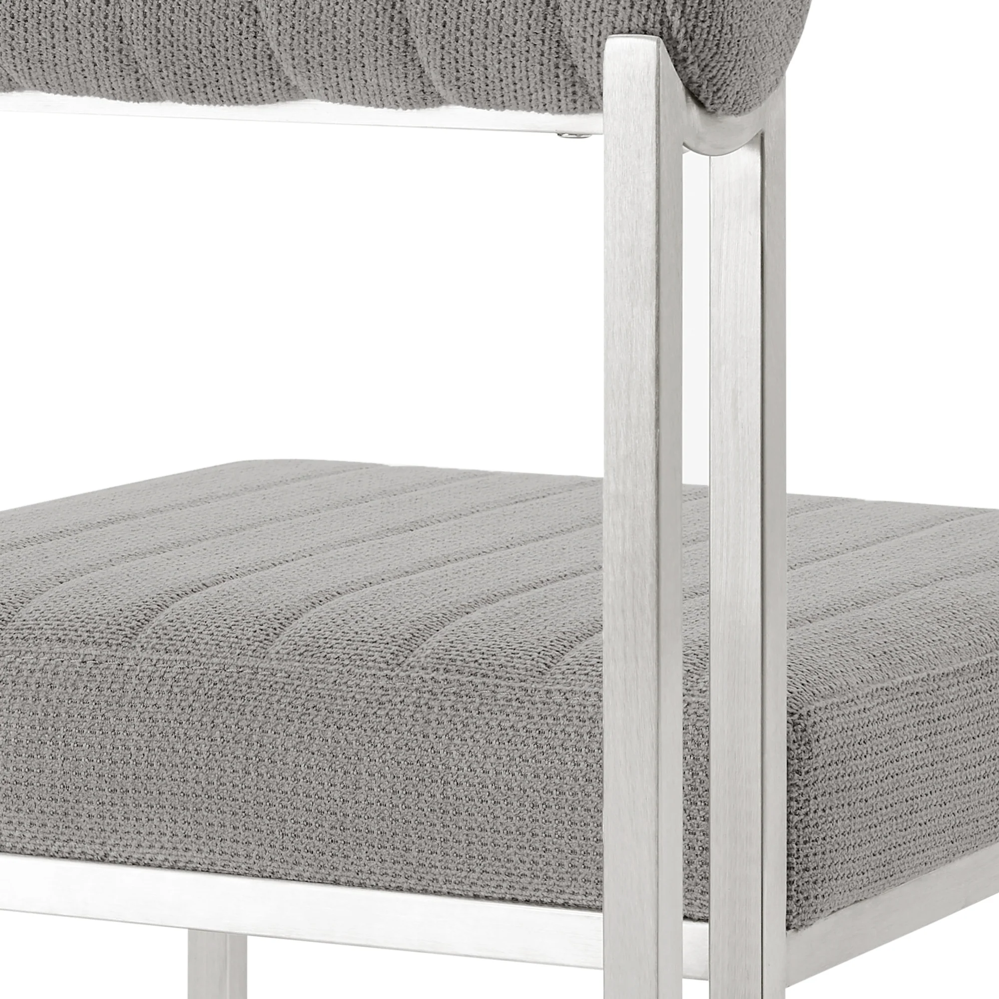 Anastasia Dining Chair with Brushed Stainless Steel and Light Gray Fabric - Set of 2 By Armen Living - Image 9