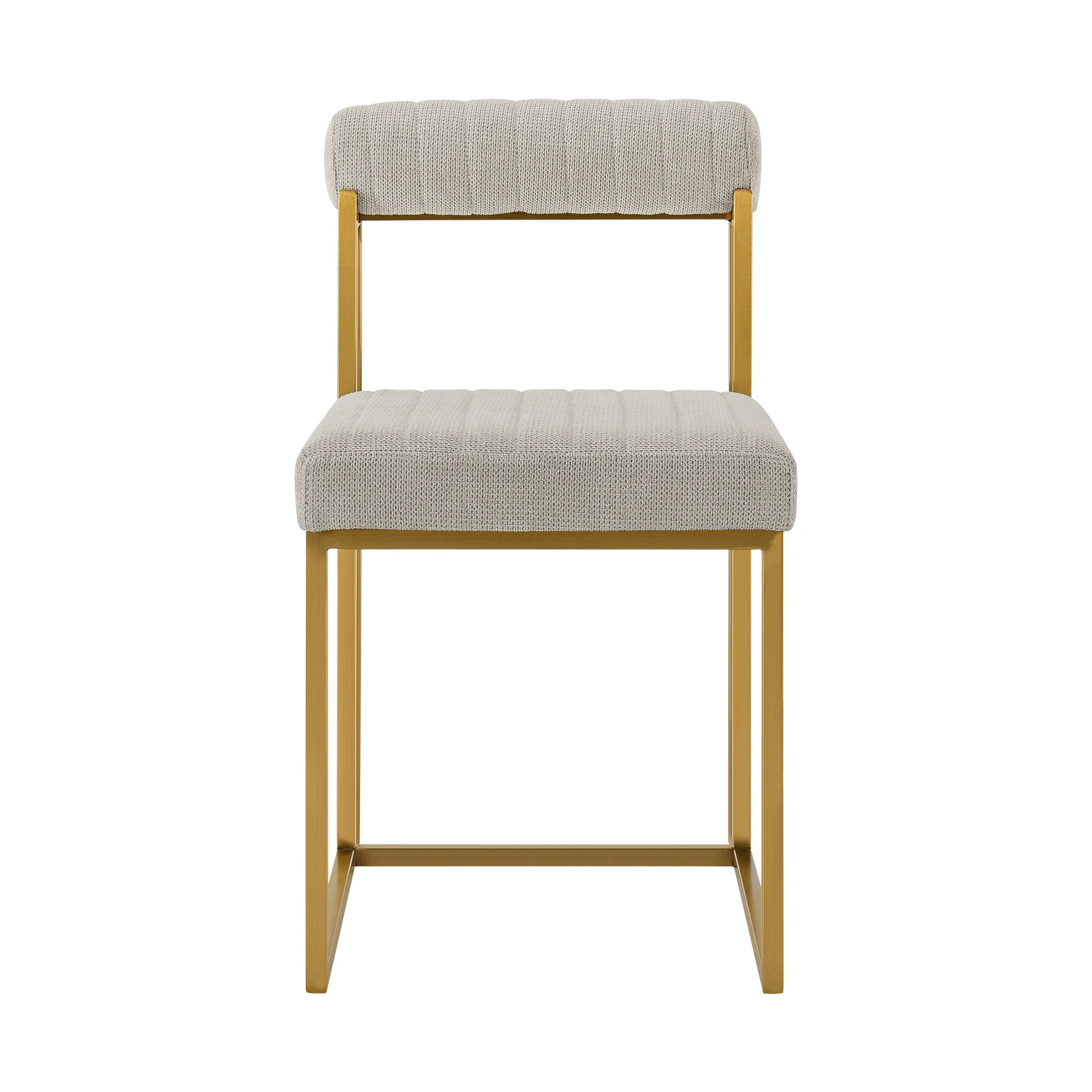 Anastasia Dining Chair with Gold Brushed Stainless Steel and Taupe Fabric - Set of 2 By Armen Living - Image 5
