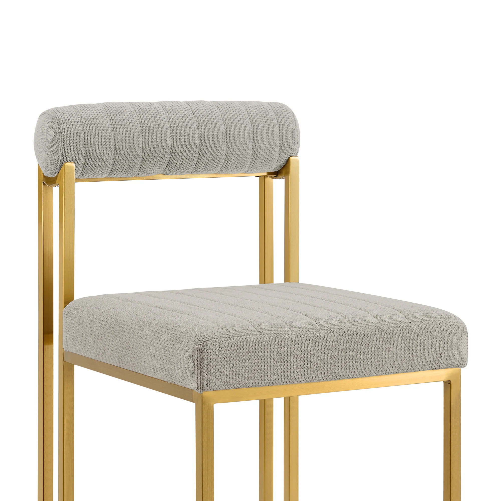 Anastasia Dining Chair with Gold Brushed Stainless Steel and Taupe Fabric - Set of 2 By Armen Living - Image 7