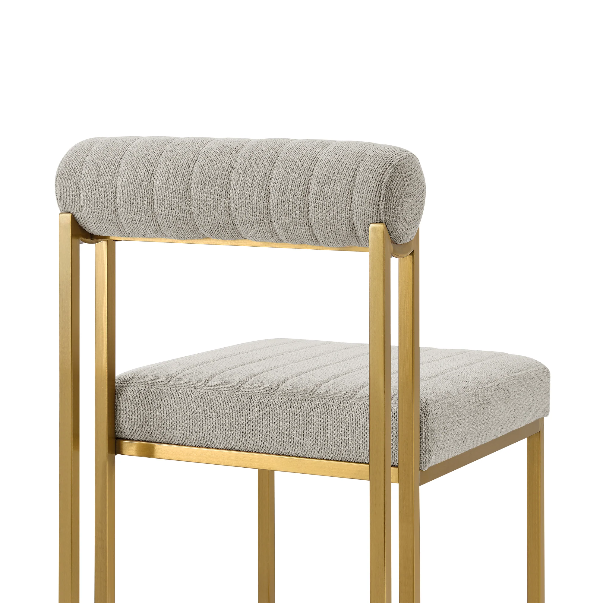 Anastasia Dining Chair with Gold Brushed Stainless Steel and Taupe Fabric - Set of 2 By Armen Living - Image 8