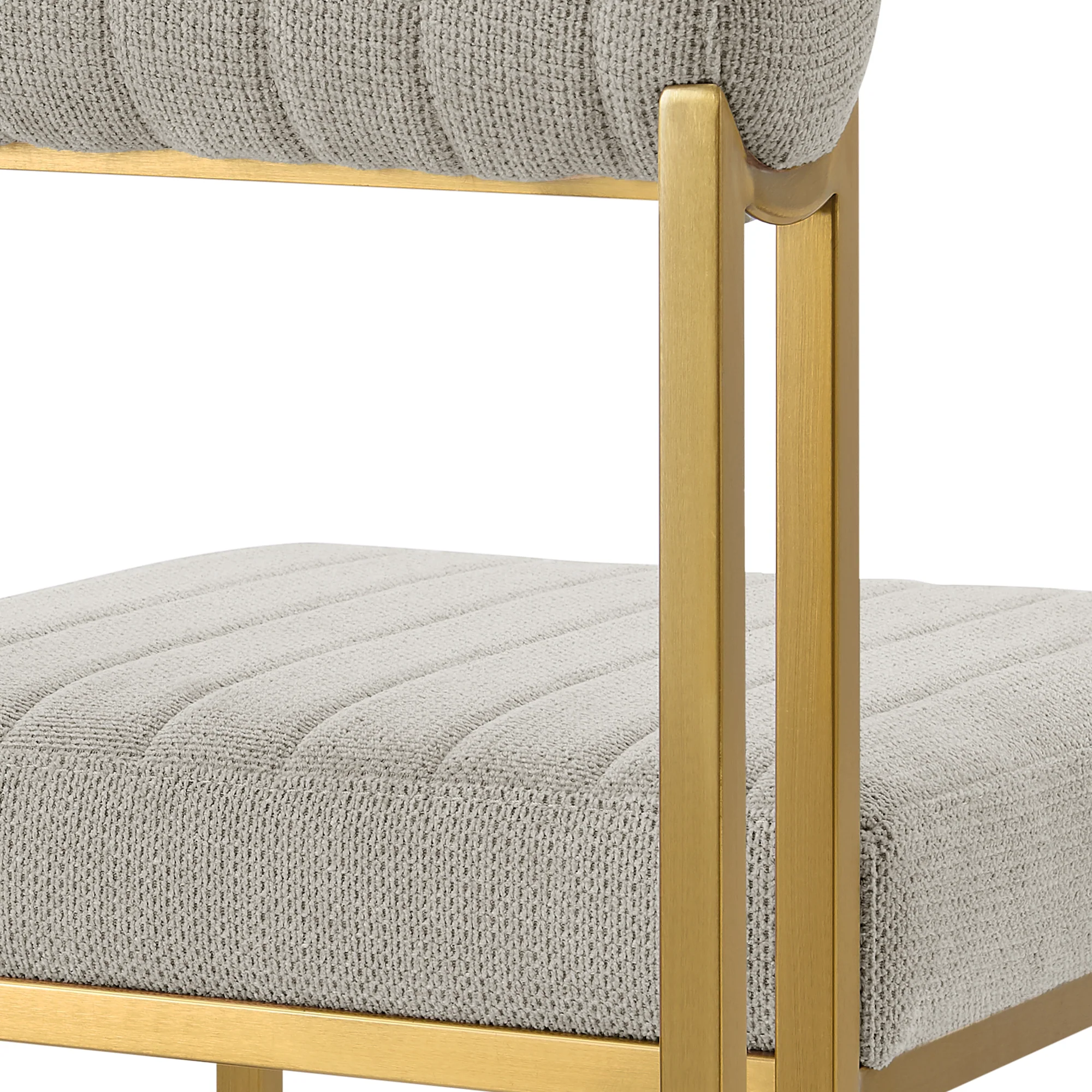Anastasia Dining Chair with Gold Brushed Stainless Steel and Taupe Fabric - Set of 2 By Armen Living - Image 9