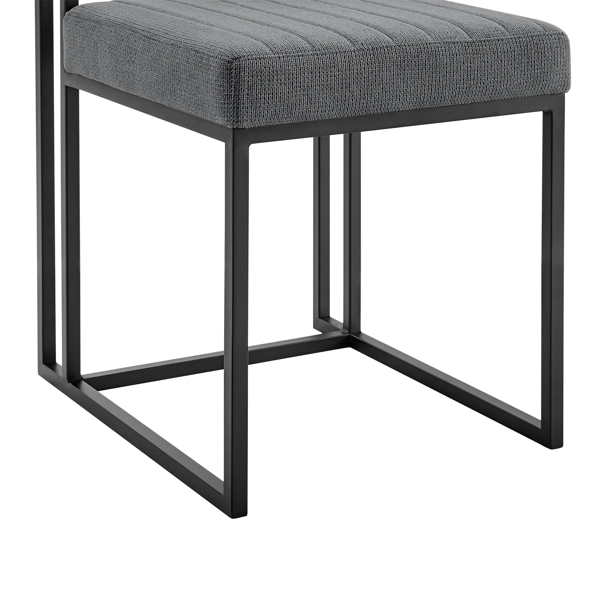 Anastasia Dining Chair with Matte Black Iron and Anchor Gray Fabric - Set of 2 By Armen Living - Image 10