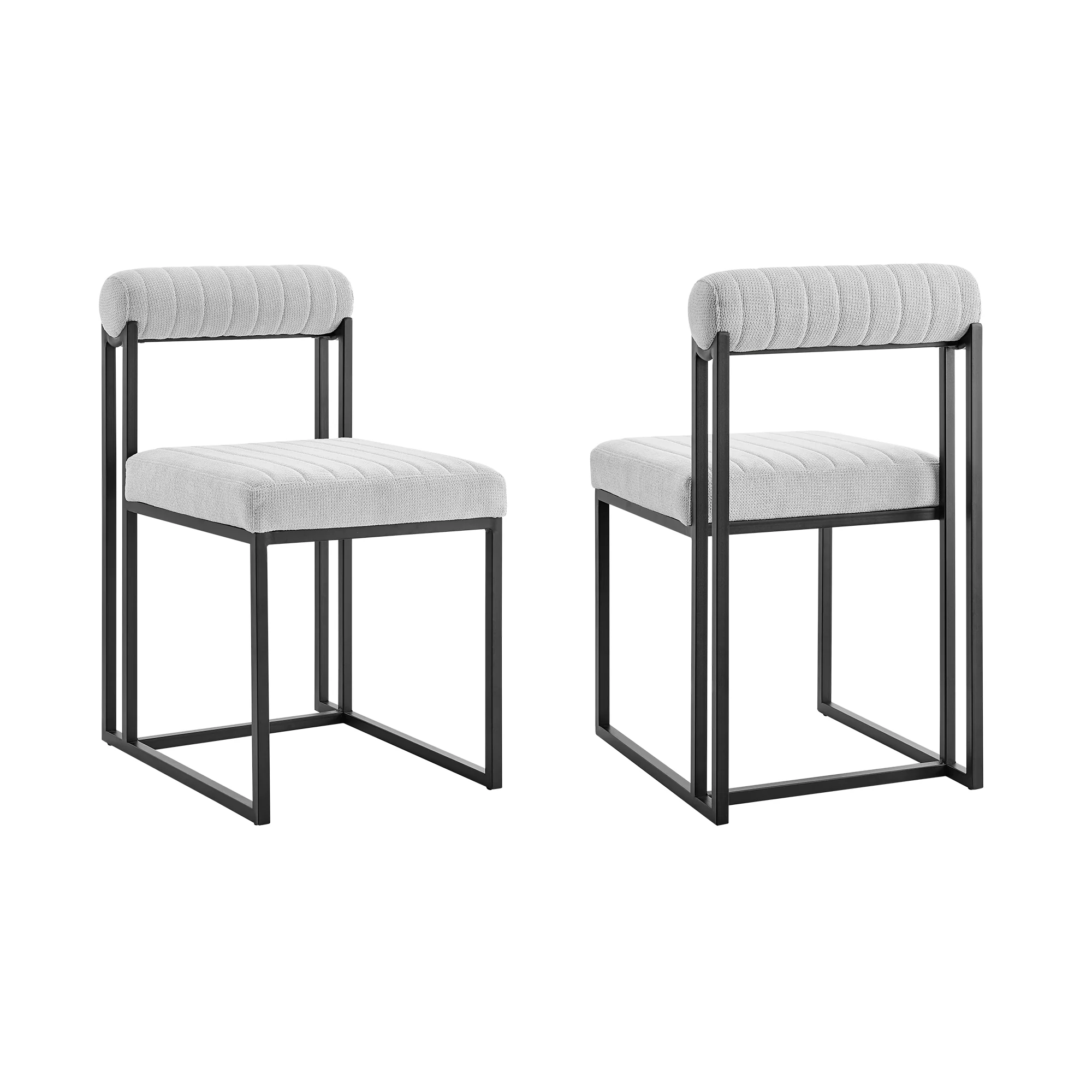 Anastasia Dining Chair with Matte Black Iron and Anchor Gray Fabric - Set of 2 By Armen Living - Image 15