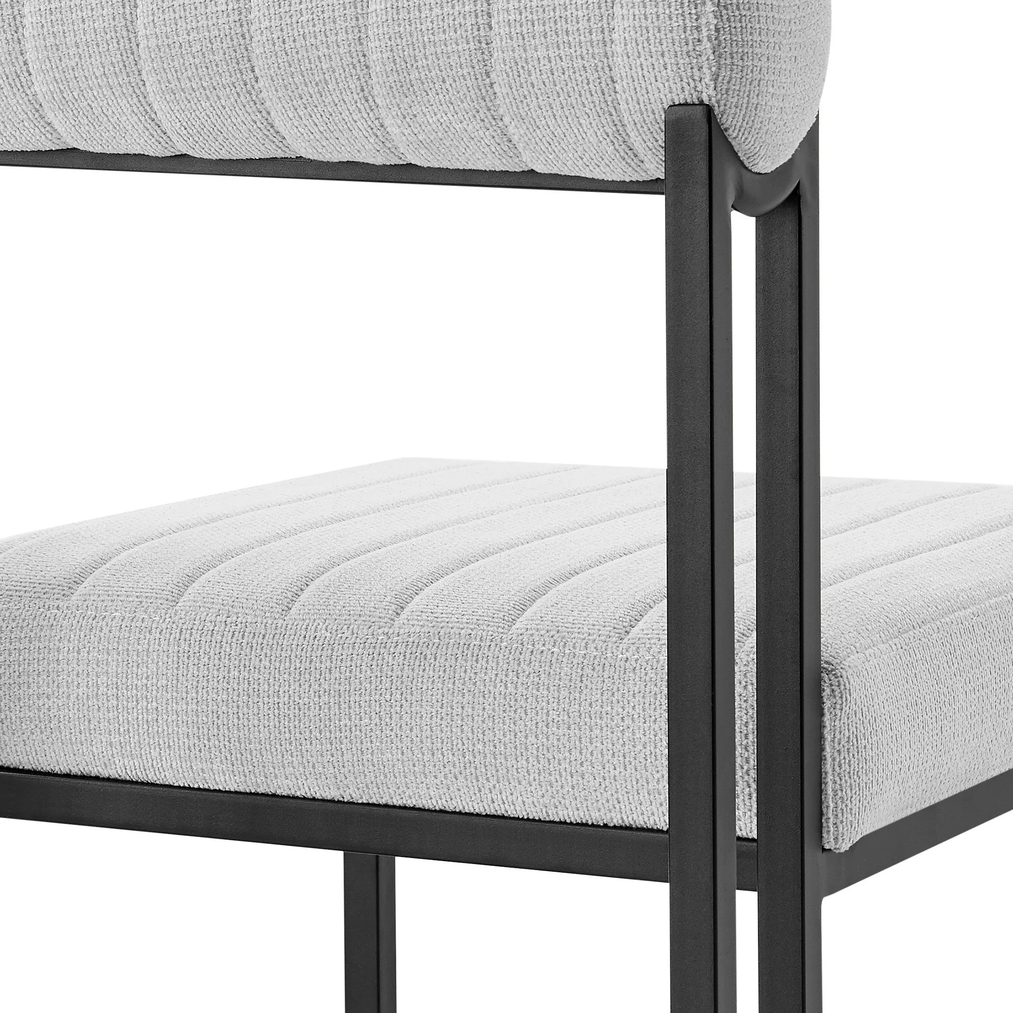 Anastasia Dining Chair with Matte Black Iron and Anchor Gray Fabric - Set of 2 By Armen Living - Image 21