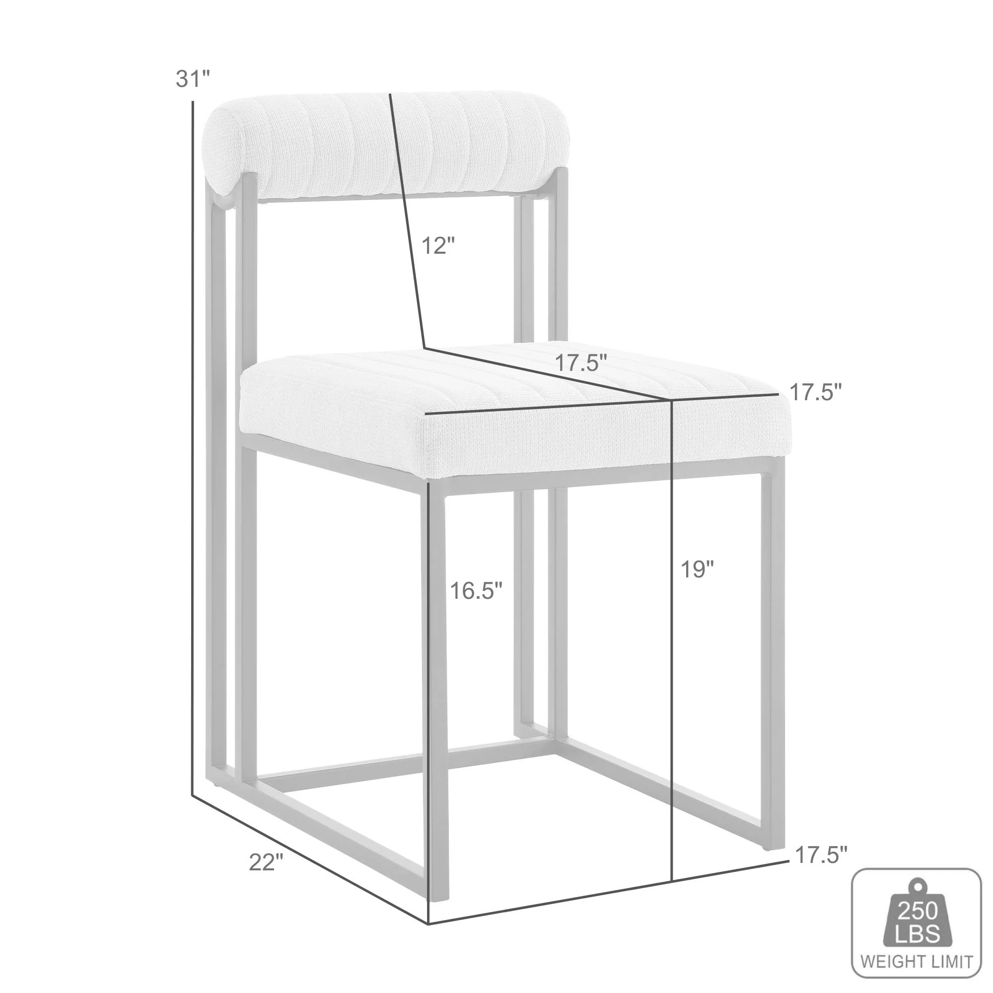 Anastasia Dining Chair with Matte Black Iron and Anchor Gray Fabric - Set of 2 By Armen Living - Image 23