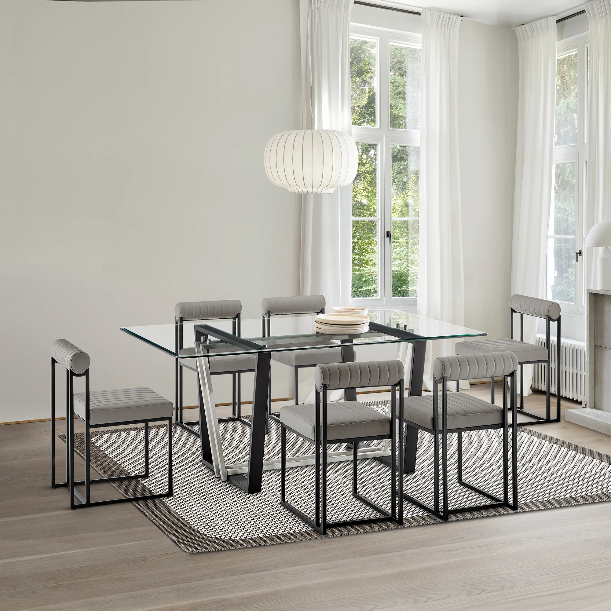 Anastasia Dining Chair with Matte Black Iron and Anchor Gray Fabric - Set of 2 By Armen Living - Image 26