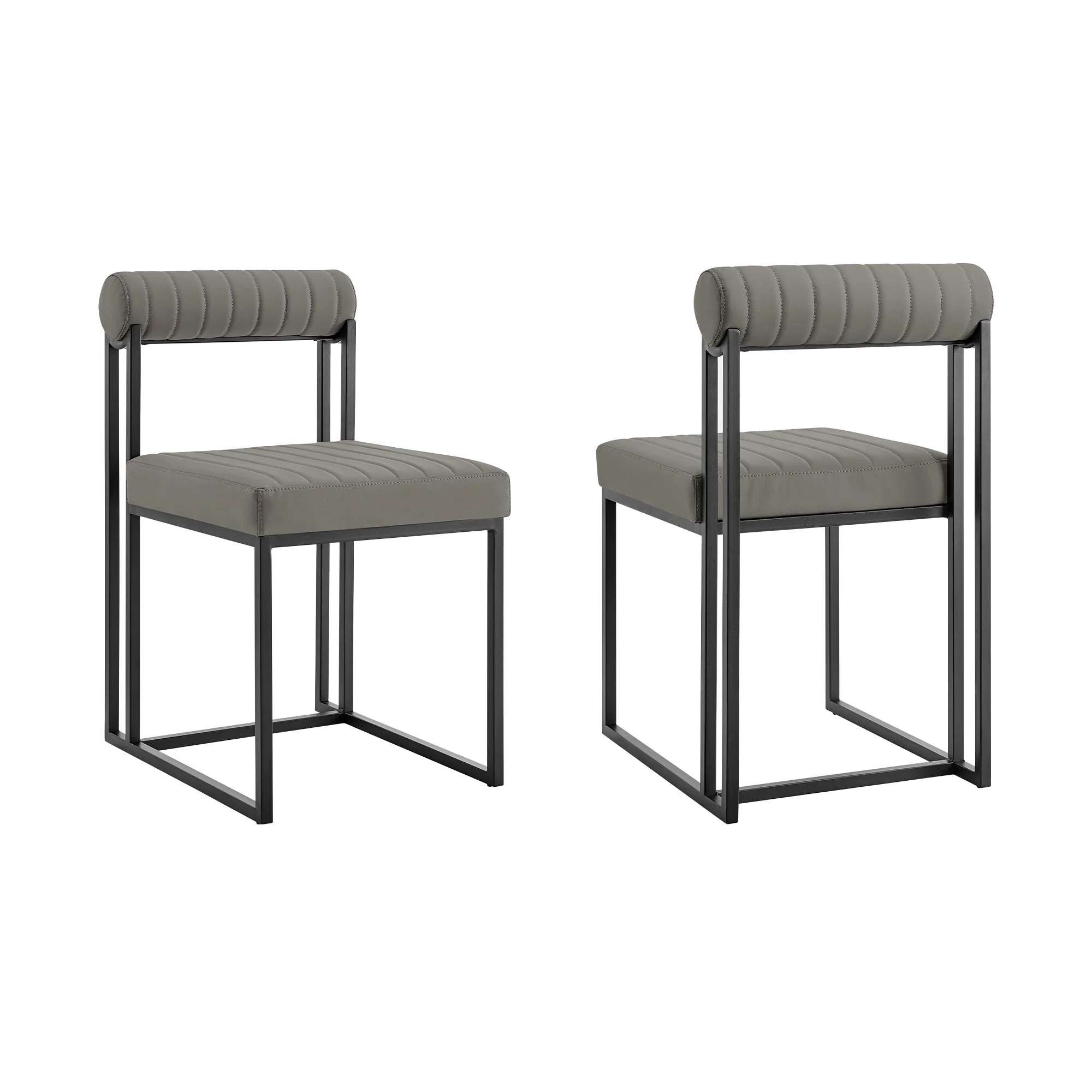 Anastasia Dining Chair with Matte Black Iron and Anchor Gray Fabric - Set of 2 By Armen Living - Image 27